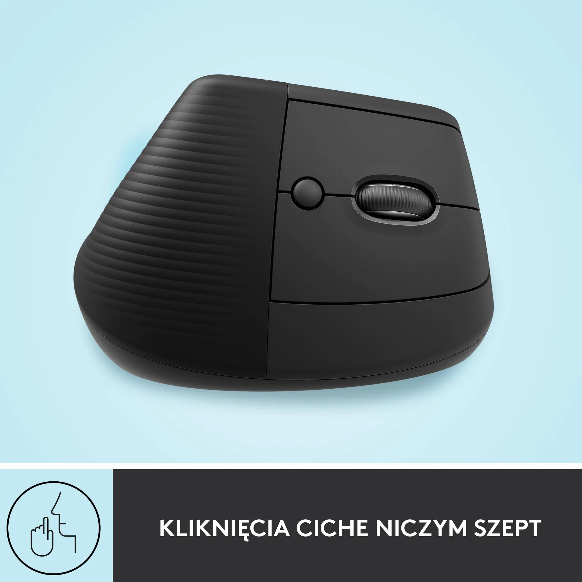 Logitech Lift Vertical, Ergonomiczna, bezprzewodowa mysz Bluetooth z odbiornikiem Logi Bolt USB, ciche przyciski, 4 przyciski, zgodna z Windows/macOS/iPadOS na laptopy/PC - Szary
