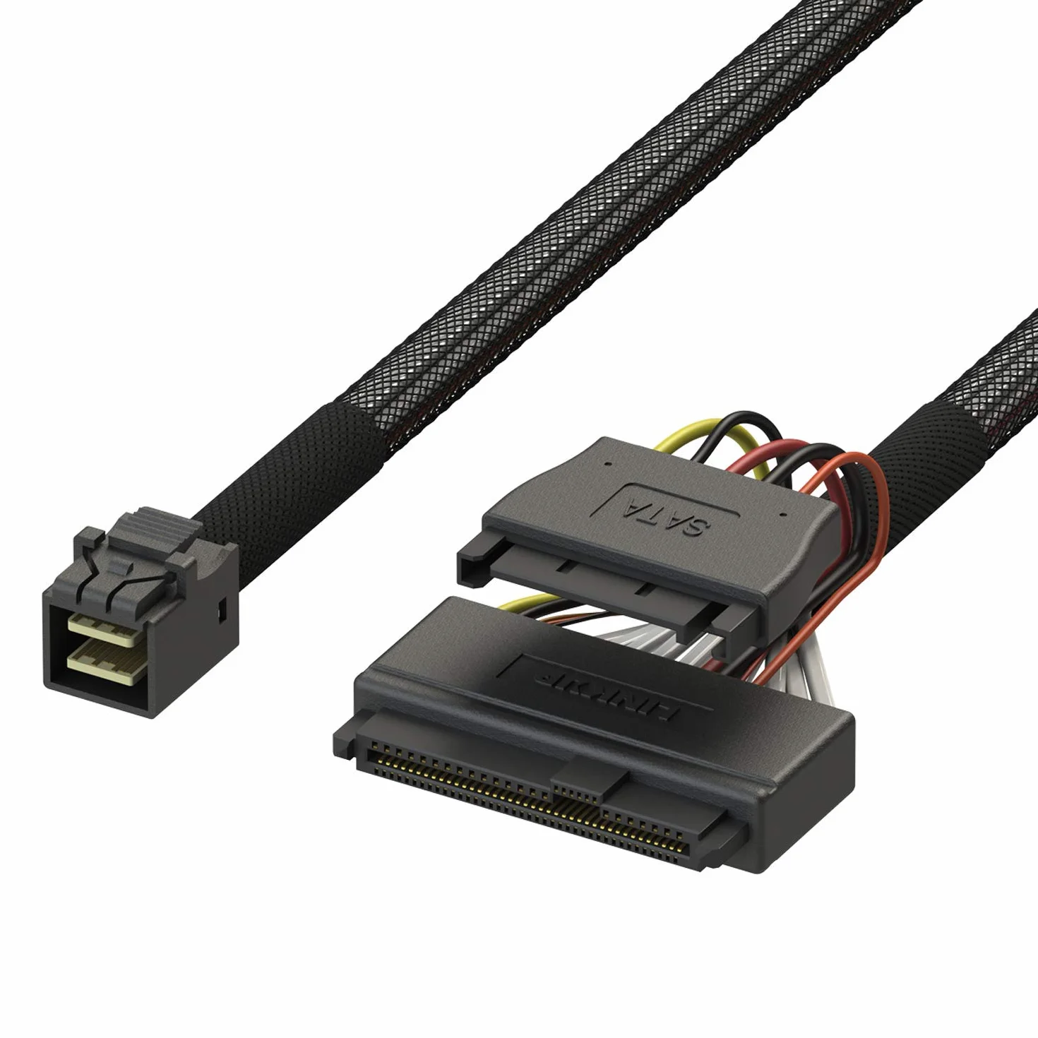 LINKUP Wewnętrzny kabel 16G U.2 (85 Ω 85 omów PCIe Gen 4 Mini SAS HD do U.2/SFF-8643 do SFF-8639) z zasilaniem SATA - 0,9 m