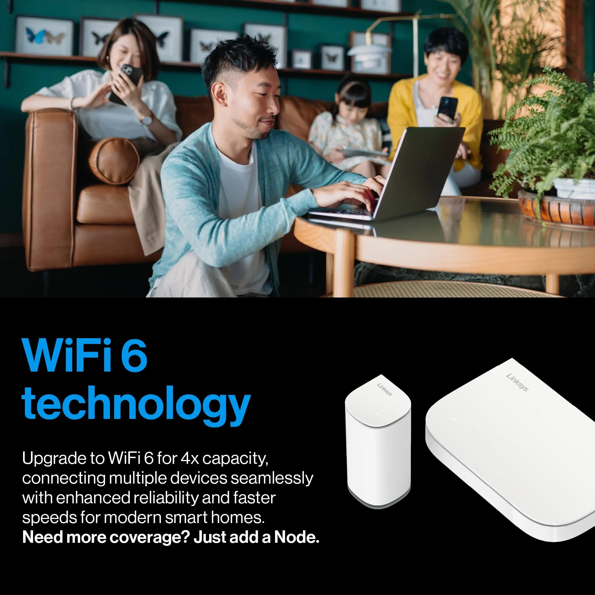Linksys Velop Micro 6 Dual-Band Mesh WLAN system – WiFi 6 router o prędkości do 3 Gb/s do 325 m² i 150+ urządzeń – zastępuje router internetowy i przedłużacz, 2 sztuki w opakowaniu