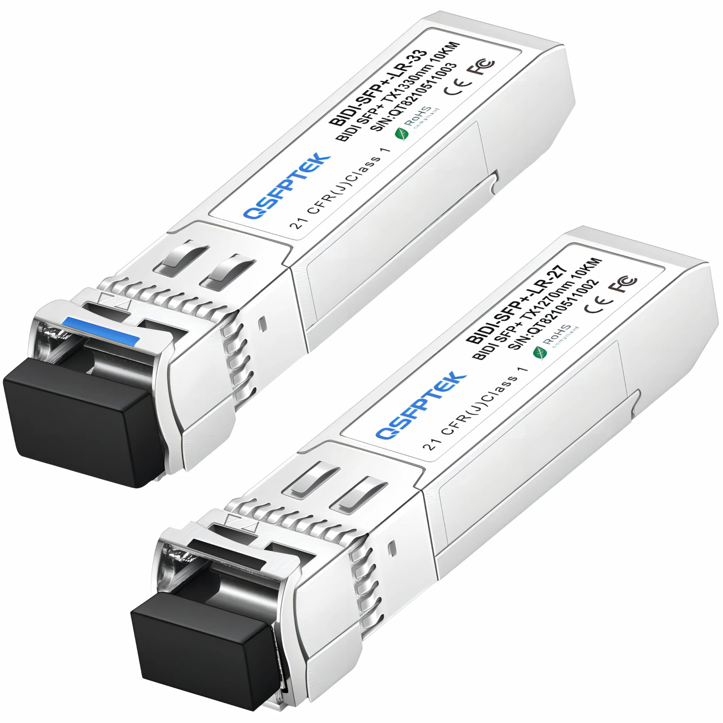 QSFPTEK Moduł jednomodowy 10G SFP+ Bidi LC do Cisco SFP-10G-BXD-I (1330nm-TX/1270nm-RX) / SFP-10G-BXU-I (1270nm-TX/1330nm-RX), 10 km, z DDM - 1 para