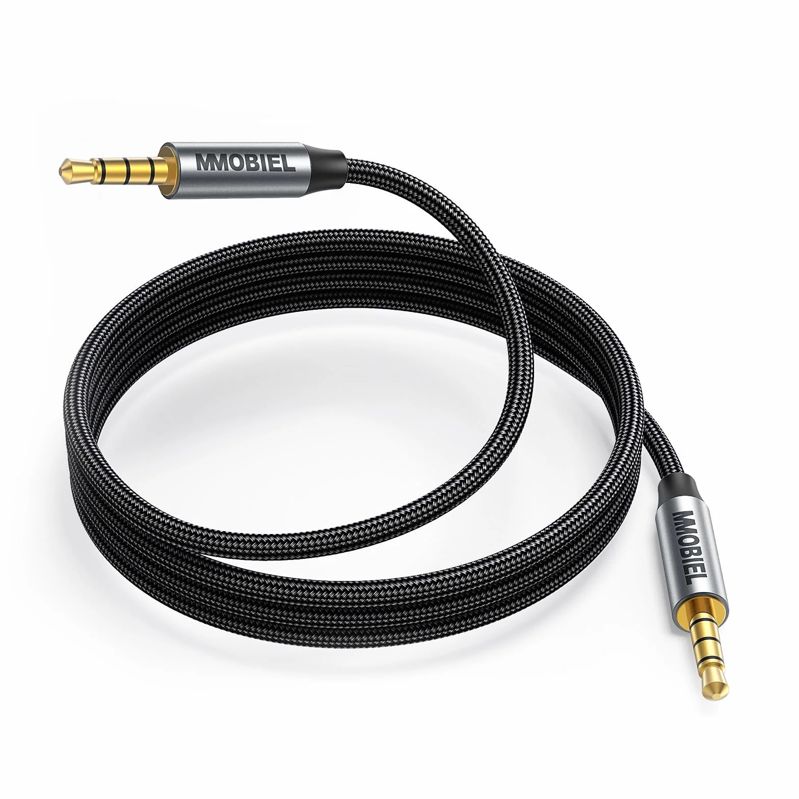MMOBIEL Kabel Audio 3,5mm Męski na Męski Jack Aux - 4-pole TRRS - Przedłużacz Słuchawkowy - Funkcja Audio i Mikrofonu - Kompatybilny z Słuchawki, Słuchawkami Dousznymi, Telefonem itp. 1m