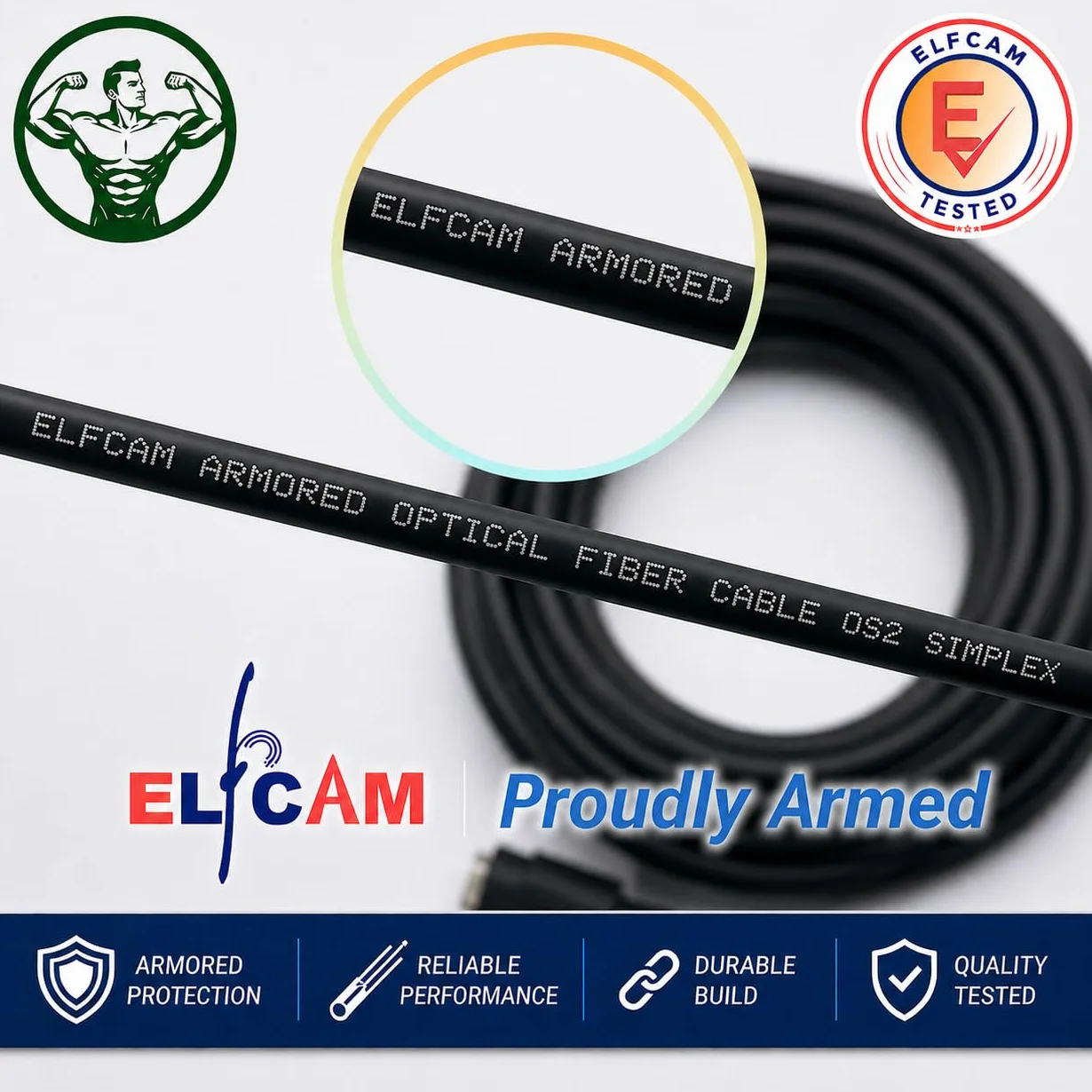 Elfcam LC/APC Kabel światłowodowy Simplex jednomodowy 30M