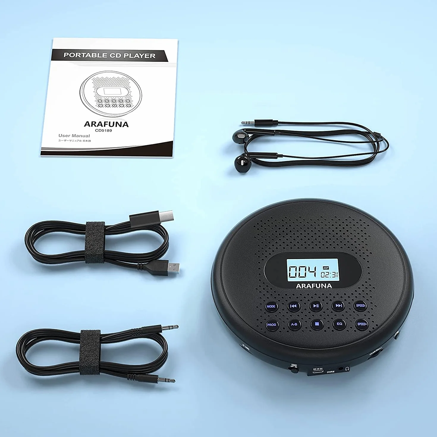 Arafuna Przenośny Odtwarzacz CD Discman z Głośnikiem Samochodowy