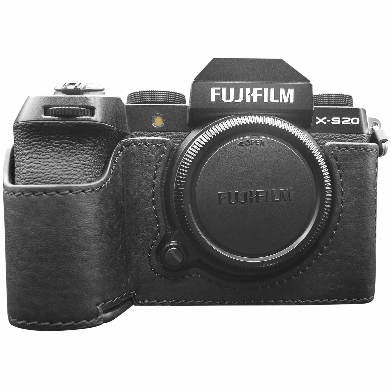 MUZIRI KINOKOO Etui Fuji XS20, etui na aparat z prawdziwej skóry w stylu retro - uchwyt ręczny, mocowanie statywu, czarne