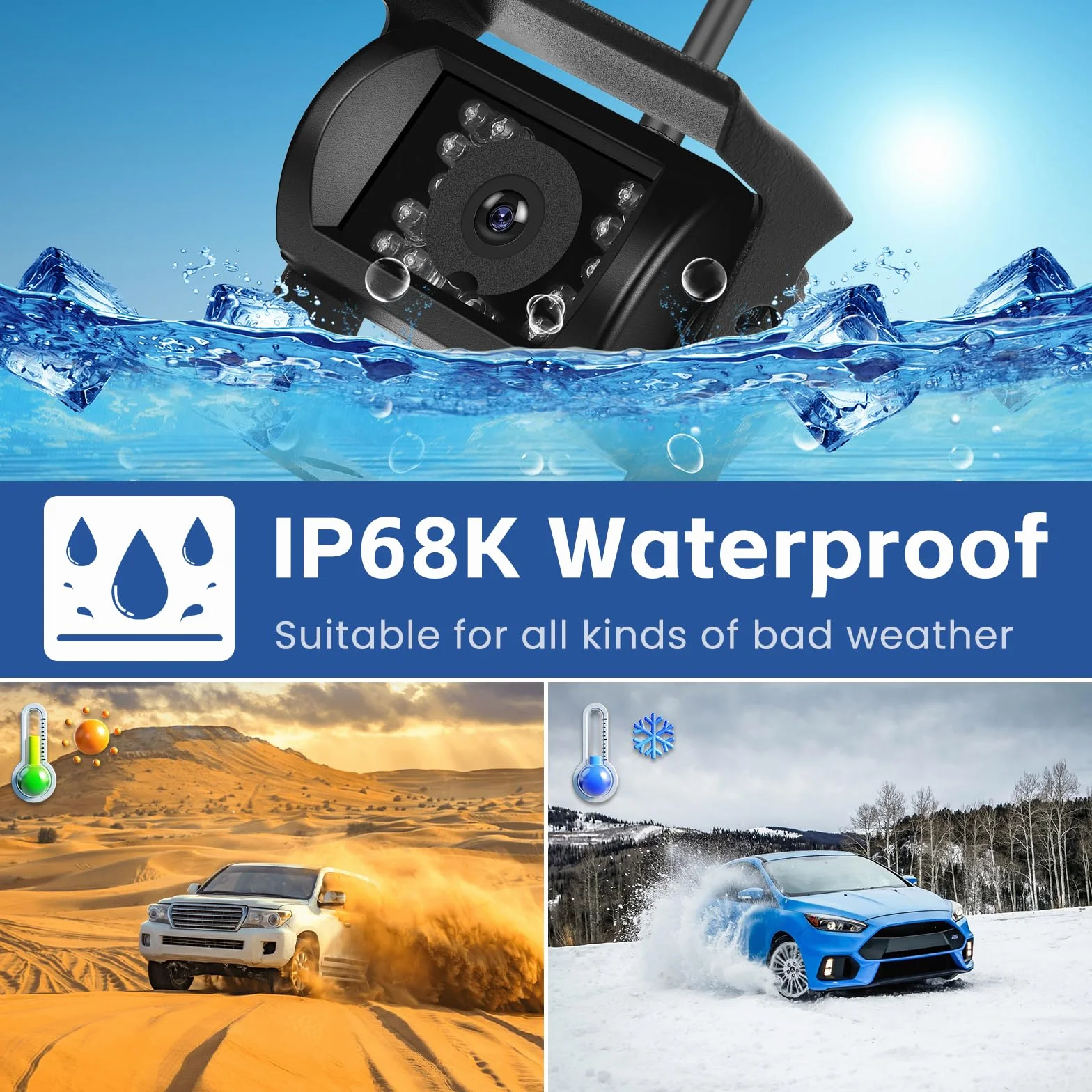 Inefala Bezprzewodowa Cyfrowa Kamera Cofania 7-calowy Monitor IP68 BSD