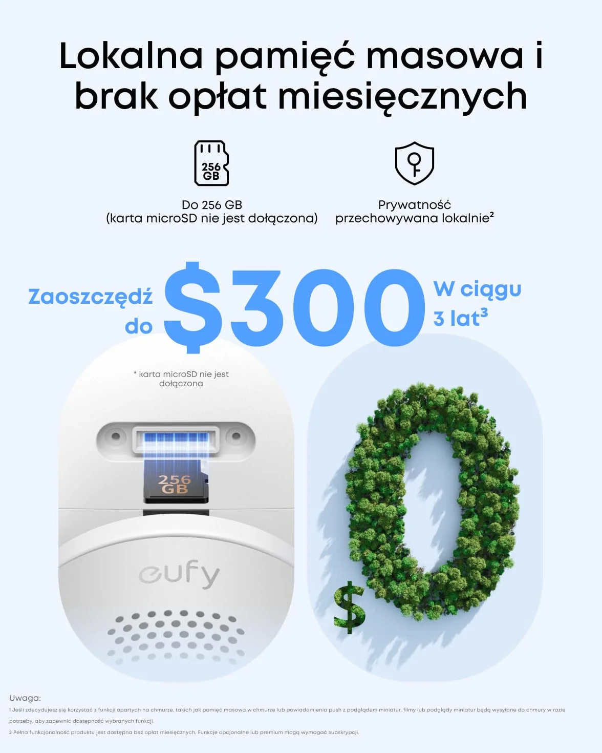 eufy C31 Kamera Przewodowa, 360° Obracanie i Pochylanie, Wewnątrz/Zewnątrz, Kolorowy Tryb Nocny, Pamięć Lokalna