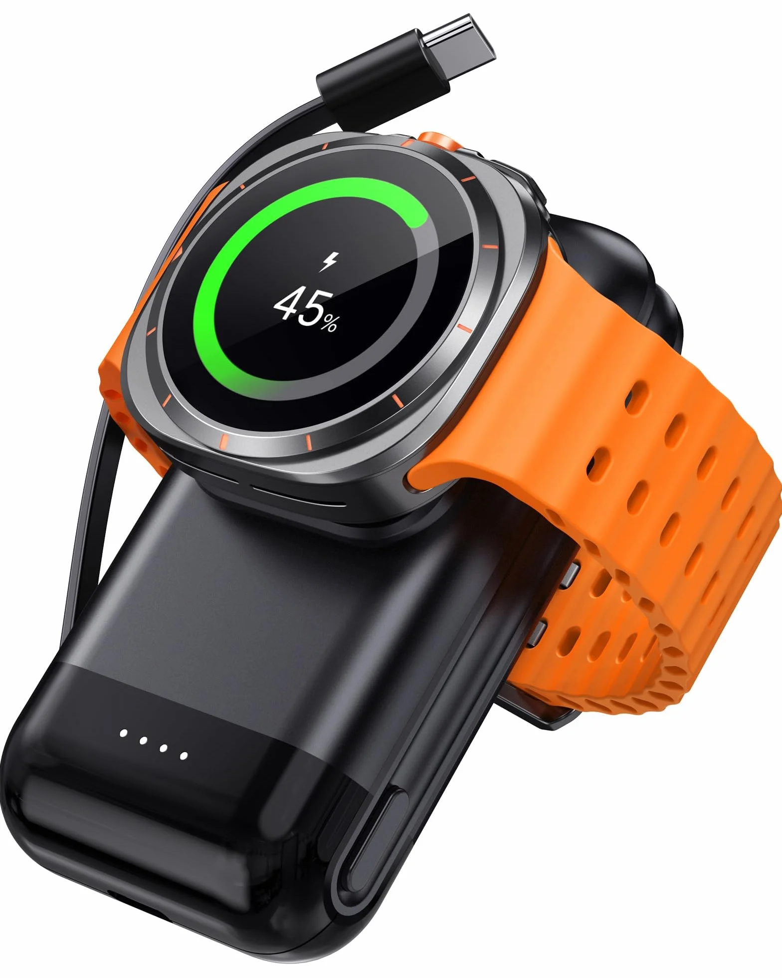 Indukcyjna stacja ładująca dla Samsung Watch 8, 6000 mAh, powerbank, magnetyczna ładowarka, przenośna powerbank z wbudowanym kablem, stacja ładująca Watch 8 Classic/8/Ultra/7/6/5/4/3/Z Flip 7