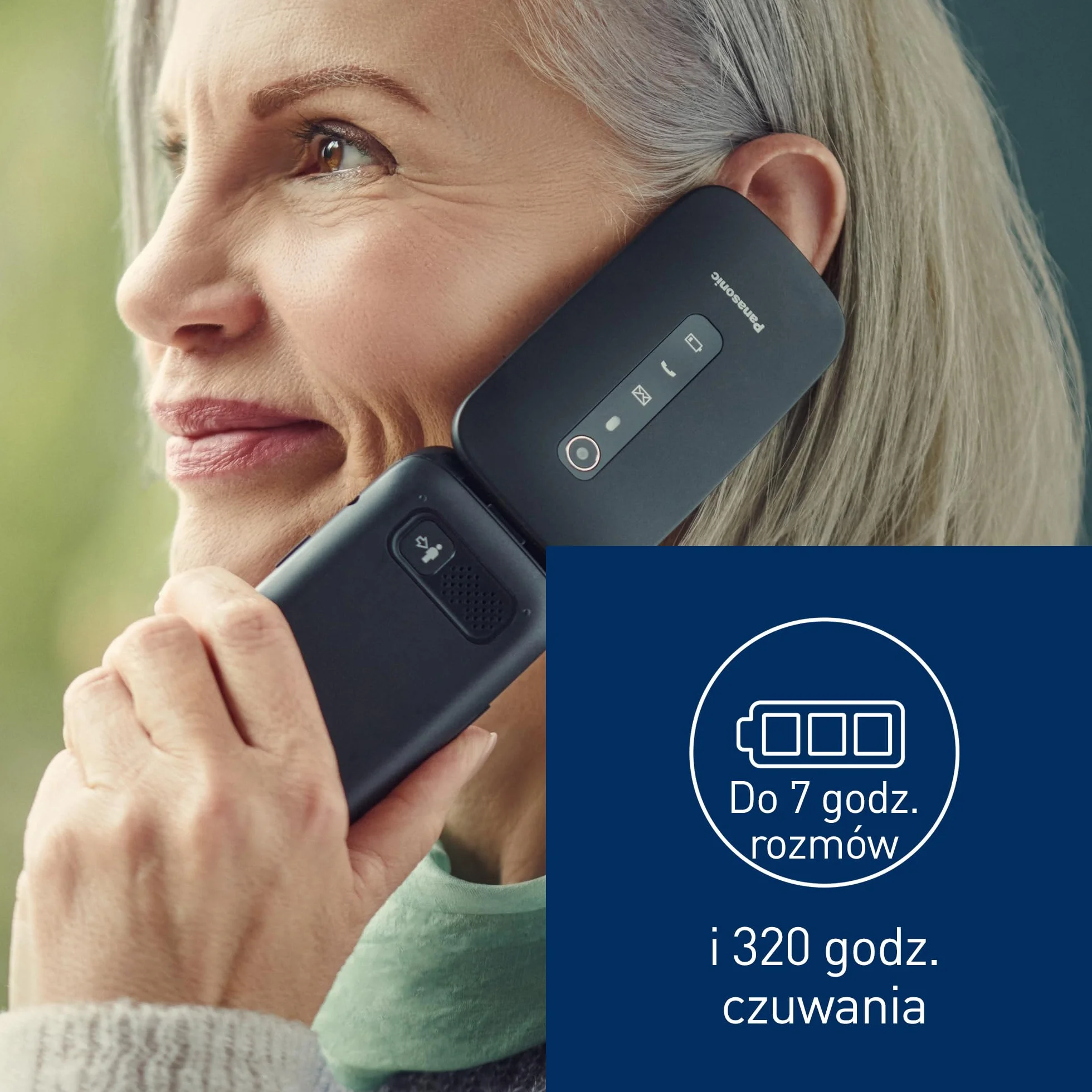 Panasonic KX-TU550 telefon dla seniora z klapką (duży ekran 2,8", aparat 1,2 MP, Clear Voice VoLTE, połączenia priorytetowe, tryb głośnomówiący), czarny