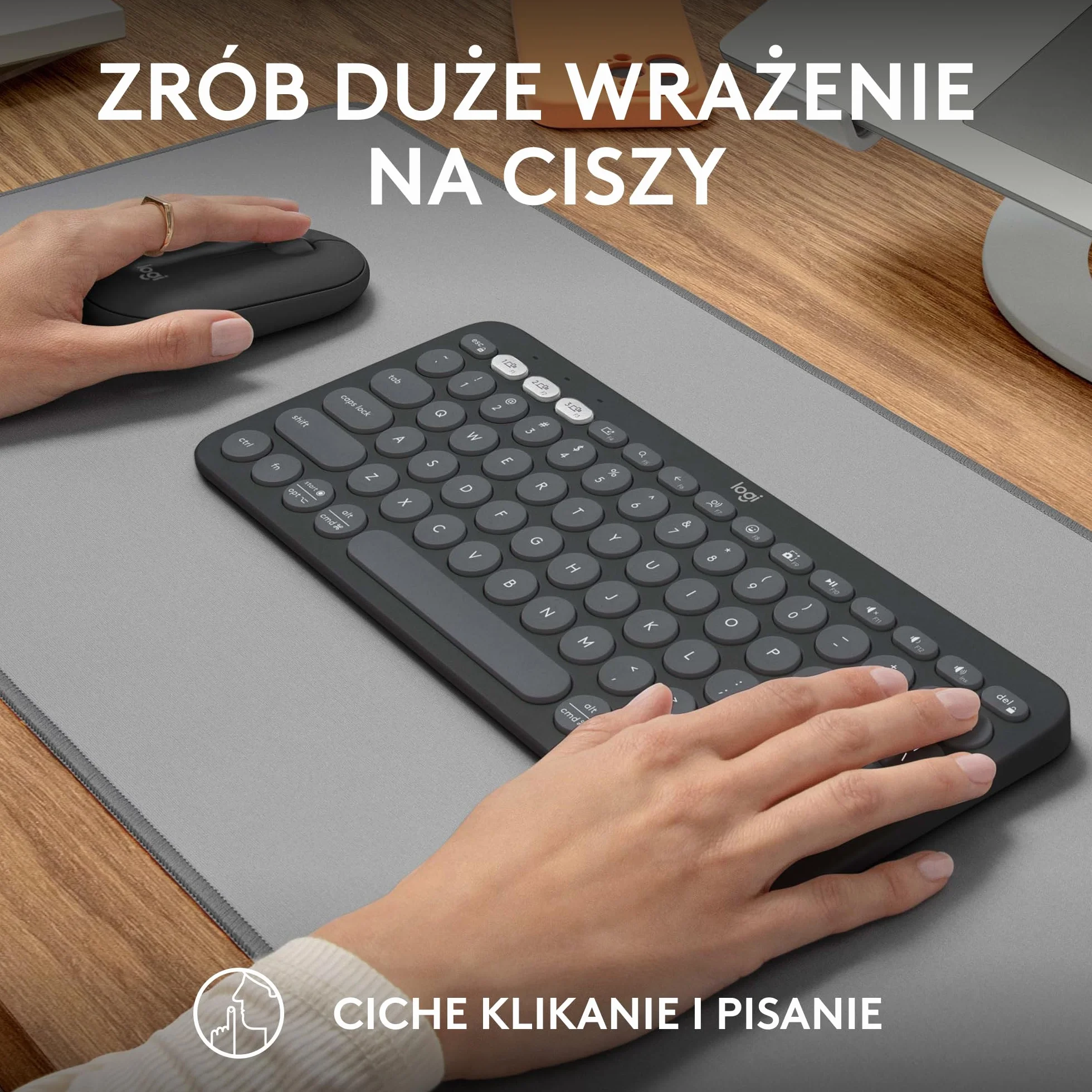 Logitech Pebble 2 Combo Bezprzewodowa klawiatura i mysz Logi Bolt Bluetooth Grafit