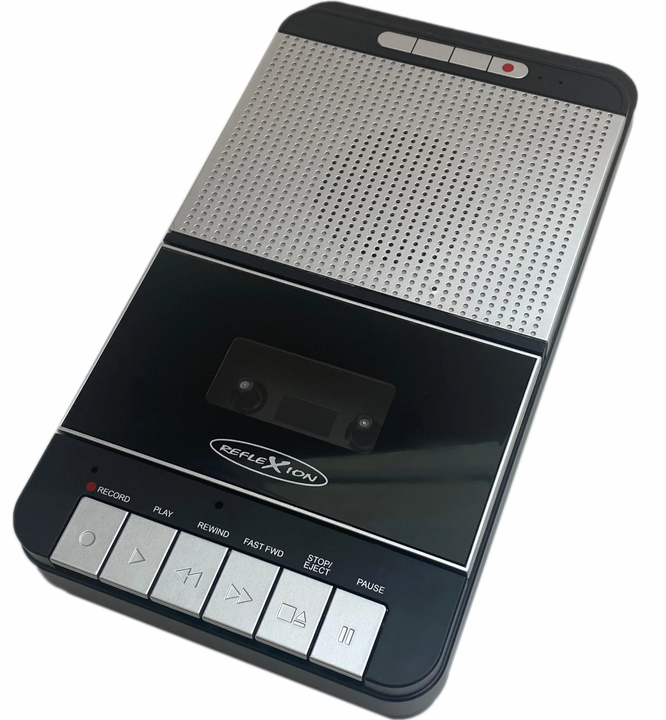 Reflexion CCR8018 Retro magnetofon z nagrywaniem MP3 USB | przenośny z mikrofonem, głośnikiem, AUX-IN, wyjściem na słuchawki, zasilanie sieciowe i bateryjne, nagrywanie One-Touch i automatyczne