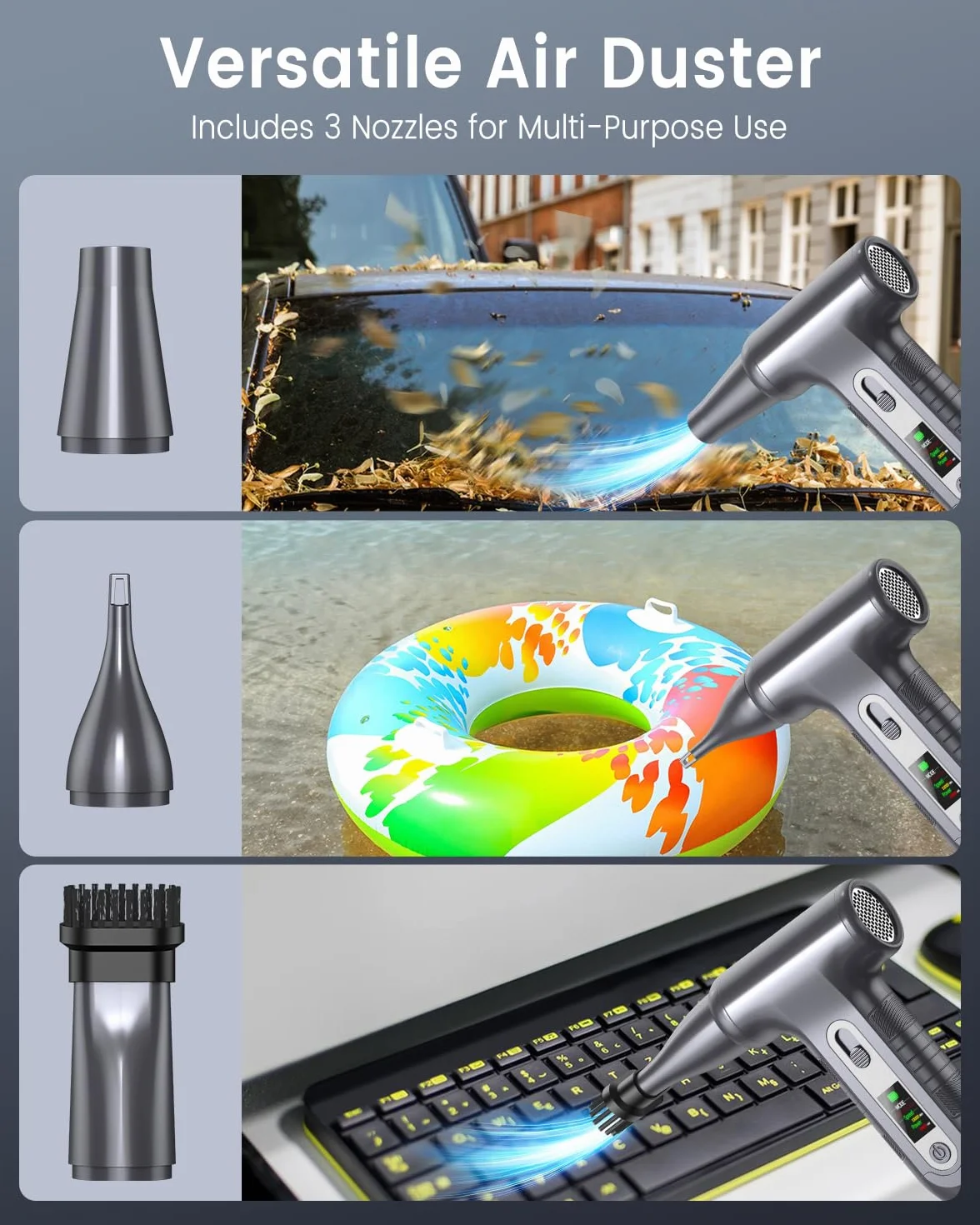 Elektryczna dmuchawa do kurzu z wyświetlaczem HD – Electric Air Duster 20 0000 obr./min ze światłem LED, mini dmuchawa z akumulatorem, sprężone powietrze do czyszczenia PC, dmuchawa powietrza do