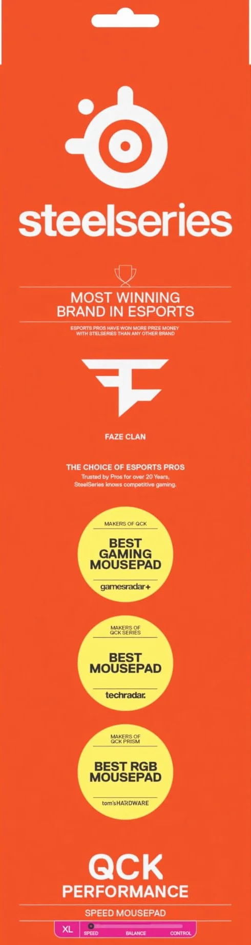 SteelSeries, podkładka QcK XL Performance Speed - Dodatkowa gęstość dająca poślizg - Niskoprofilowe przeszycia krawędzi - Antypoślizgowa podstawa z neoprenu - Rozm. 900 x 400 mm - FPS, MOBA, RTS, MMO