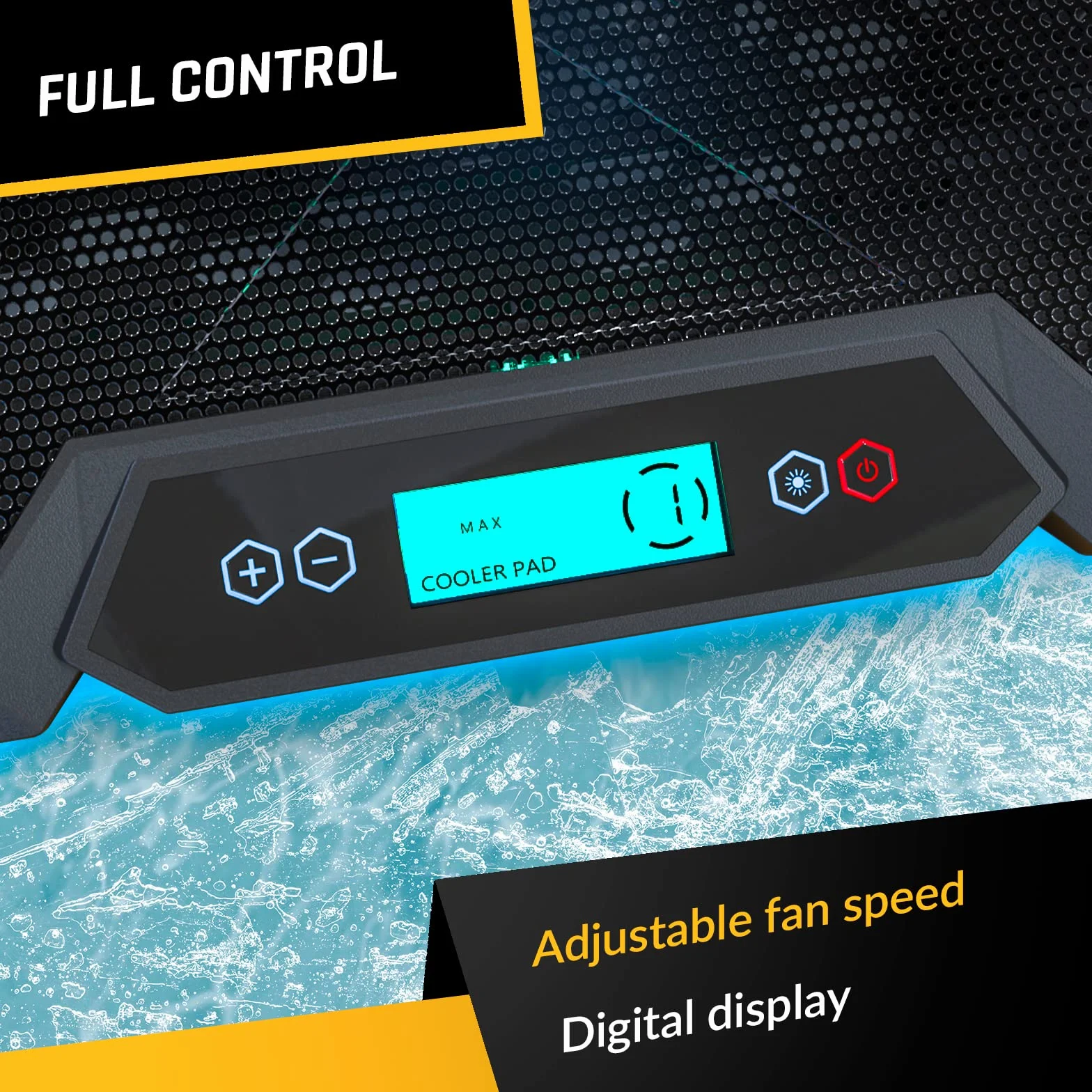 KLIM Glacier stojak chłodzący do laptopa z 6 wentylatorami, nowy 2023 - z podświetleniem RGB - 11-17,3 cala - podkładka chłodząca do laptopa do gier, stabilna i cicha, zasilana przez USB podkładka
