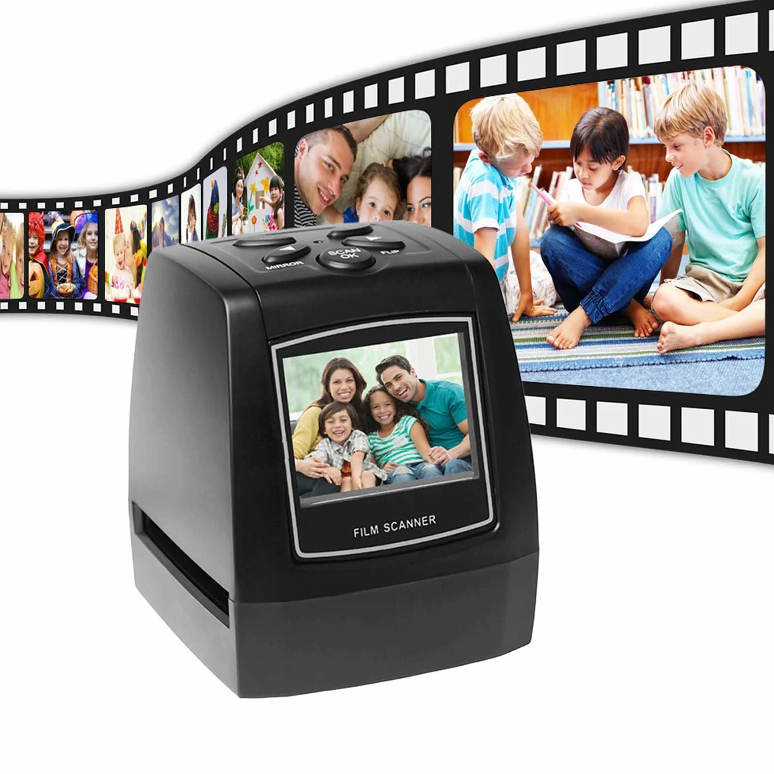 Skaner Filmów i Slajdów 5MP, Konwertuje Filmy 35 Mm 135 Slajdów Negatywów na Cyfrowe Zdjęcia JPG, Kolor Czarno-biały, Ekran LCD 2,4, możliwość Rozbudowy 32 GB