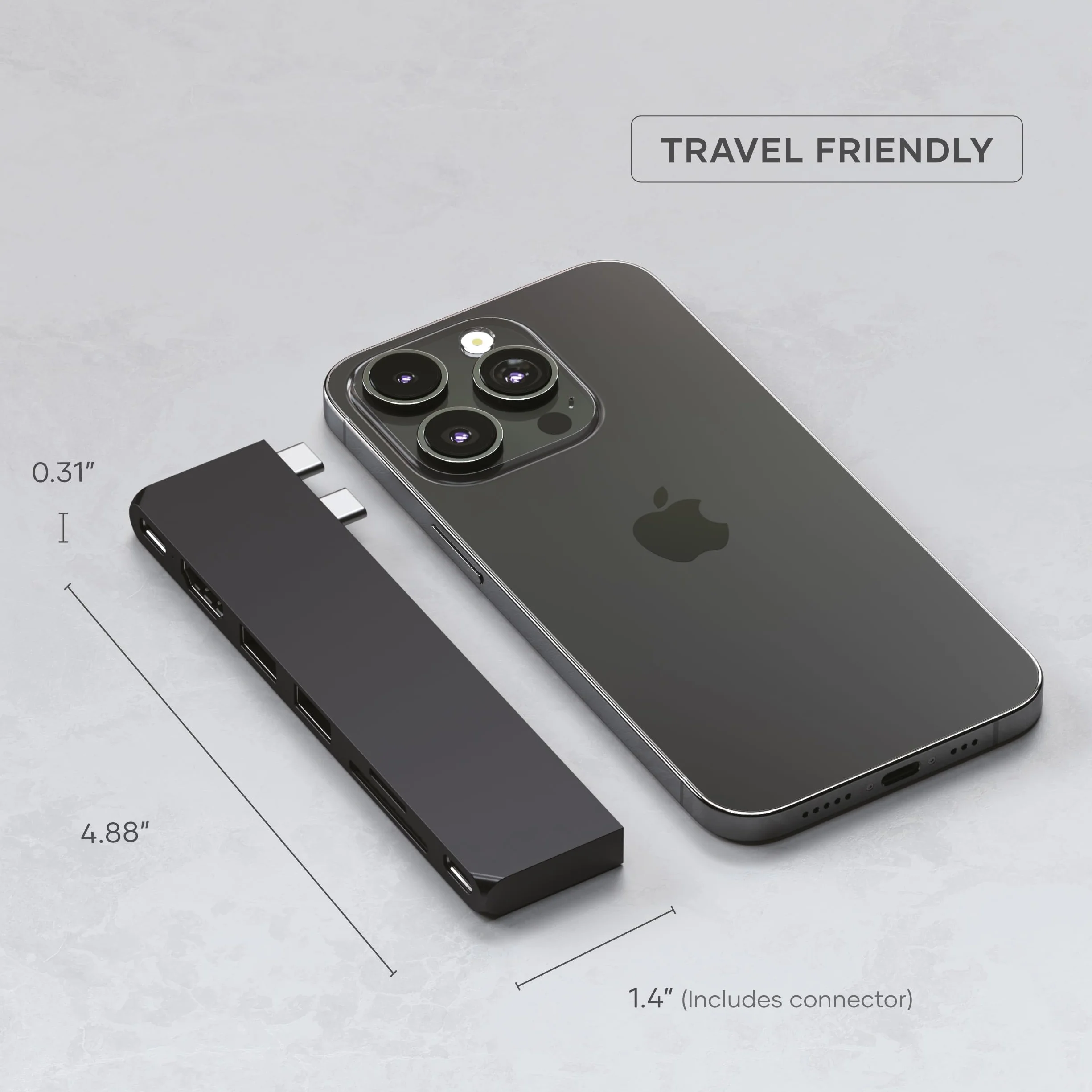 SATECHI 7-w-1 podwójny koncentrator USB-C Pro Slim USB4 z 6K@60Hz 40 Gb/s, 100 W PD, 2x USB-A i 1x USB-C 10 Gb/s, HDMI 4K@60Hz i czytnikami kart SD/MicroSD dla MacBook Air/Pro/Neo – północ
