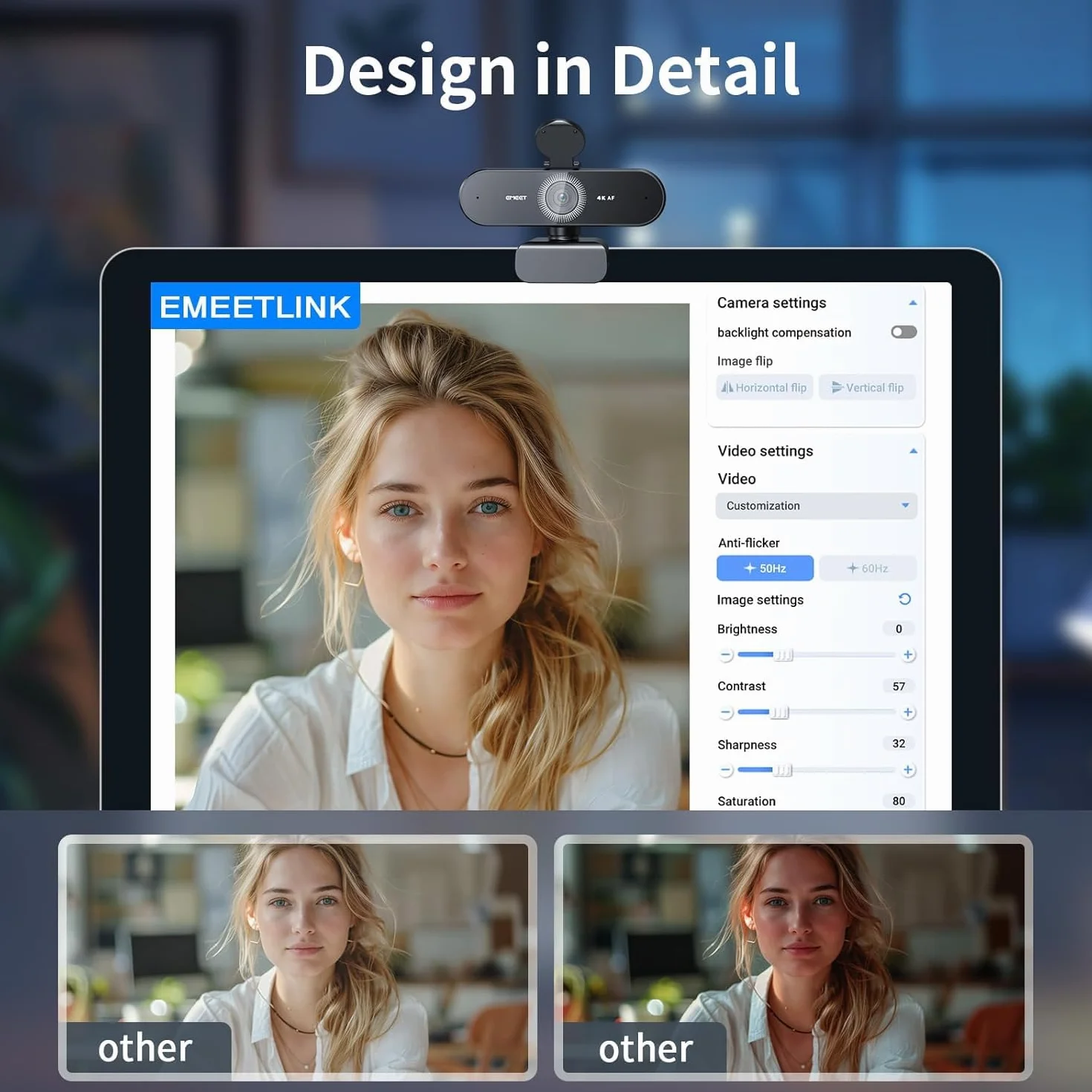 Kamera internetowa NOVA 4K, 4K kamera internetowa z 2 mikrofonami z redukcją szumów, kamera internetowa Ultra HD z szerokim kątem 73° i osłoną obiektywu, PDAF autofokus, kamera internetowa do