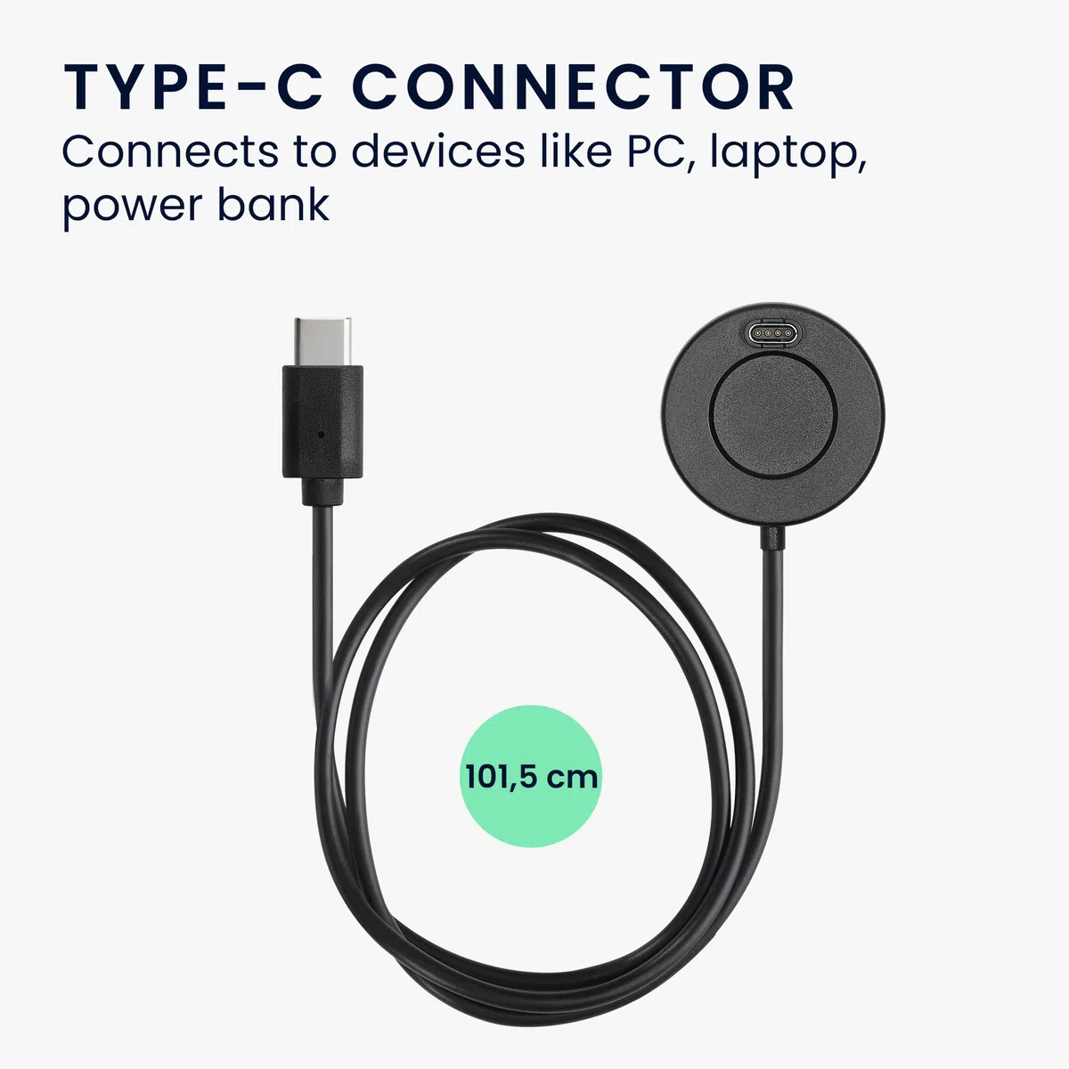 kwmobile Kabel USB kompatybilny z Garmin Venu Sq Music/Sq 2 / Venu 2 Plus/Fenix 7 / vivoactive 4 - zapasowy kabel typu C do ładowania - ładowarka fitness tracker smartwatch - czarny