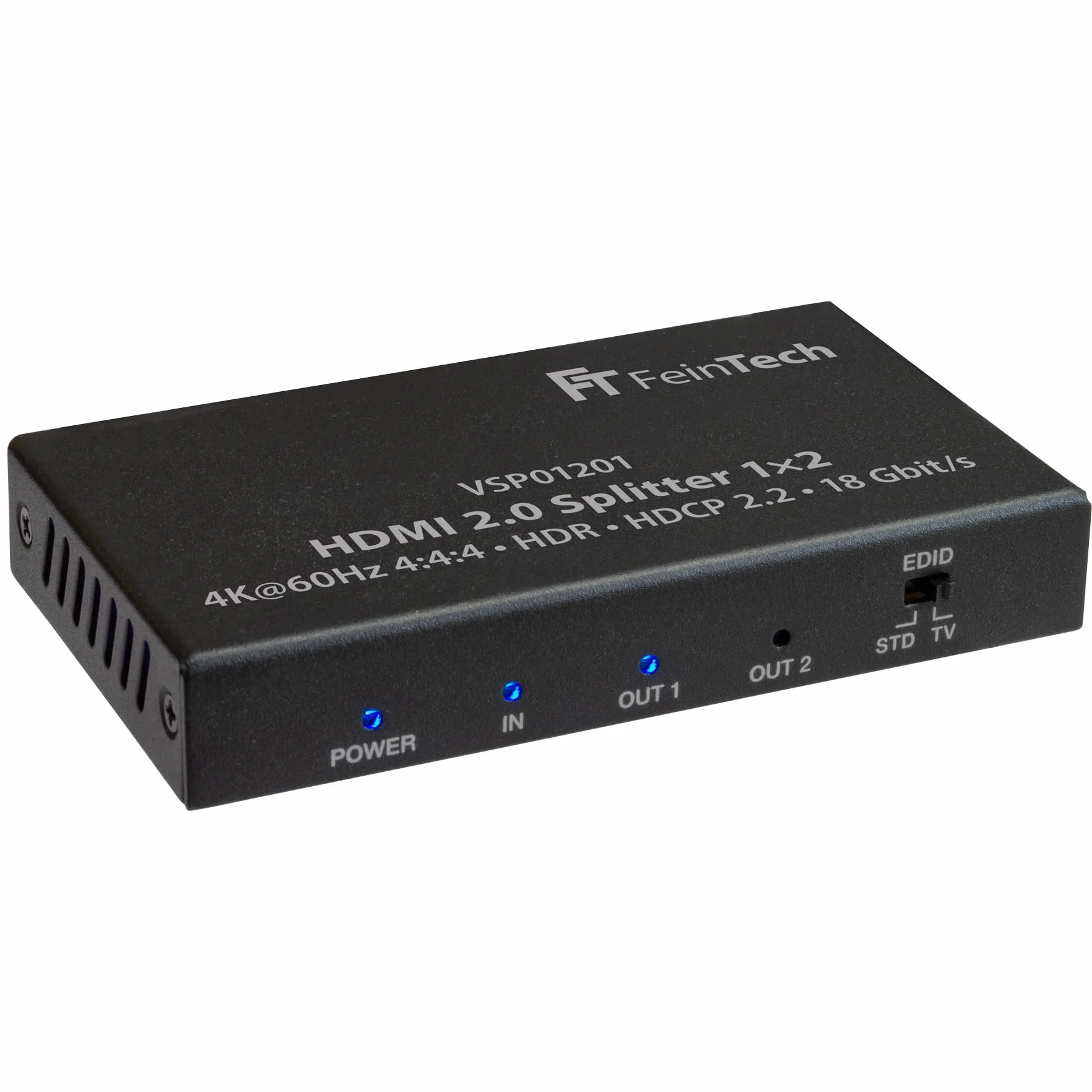 FeinTech VSP01201 HDMI 2.0 rozdzielacz 1 na 2 Ultra HD 4K 60 Hz HDR HDCP 2.2
