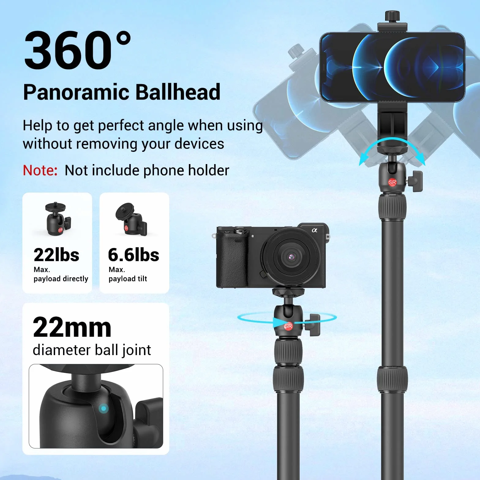 SMALLRIG Wybór 19"-39" Uchwyt na Biurko 2 PCS Stojak Stołowy z Głowicą Kulową 1/4", Zacisk Stołowy C do lustrzanki cyfrowej, Lampa Pierścieniowa, Transmisja Strumieniowa na żywo - 3883