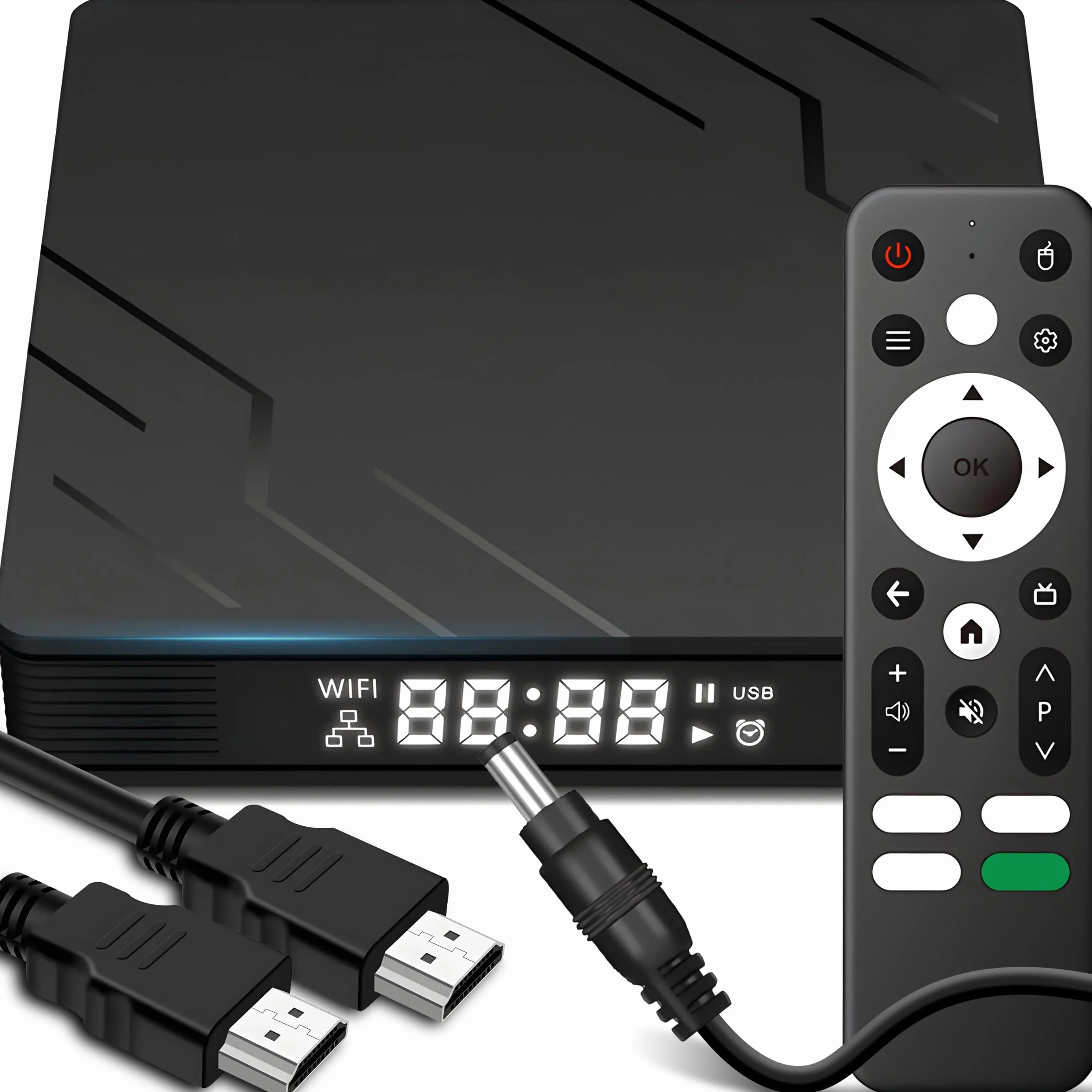 Retoo TV Box Android 13 Smart 4K Bluetooth 5.0 2 GB 16 GB Soporta Google TV HDMI Dwuzakresowy pilot WiFi Sterowanie Formaty wideo Avi Rm Rmvb Ts Vob Mkv Mov ISO wmv asf flv dat mpg mpeg Mp4 Czarny