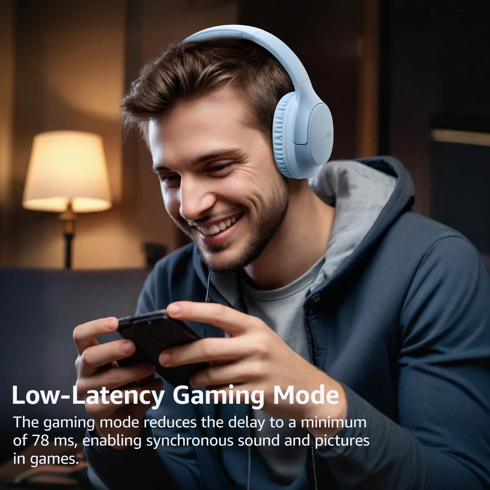 TOZO HA1 Słuchawki Bluetooth 5.4 ENC redukcja szumów bezprzewodowy składany 70H bas stereo Błękitny
