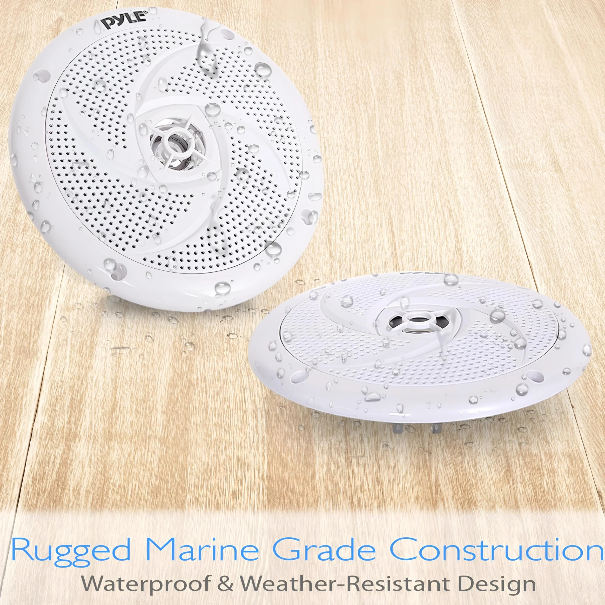 Pyle Marine Speakers - 6.5 Inch 2 Way Waterproof and Weather Resistant Outdoor Audio Stereo Sound System with 240 Watt Power and Low Profile Slim Style - 1 Pair (White)