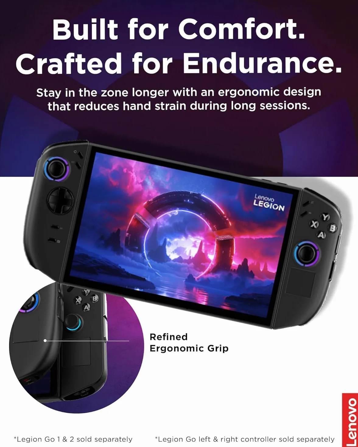 Lenovo Legion Go 2 prawy kontroler, współpracuje z Legion Go 1 i 2, joystickiem i wyzwalaczami z efektem Halla, zasięg 10 m, czarny