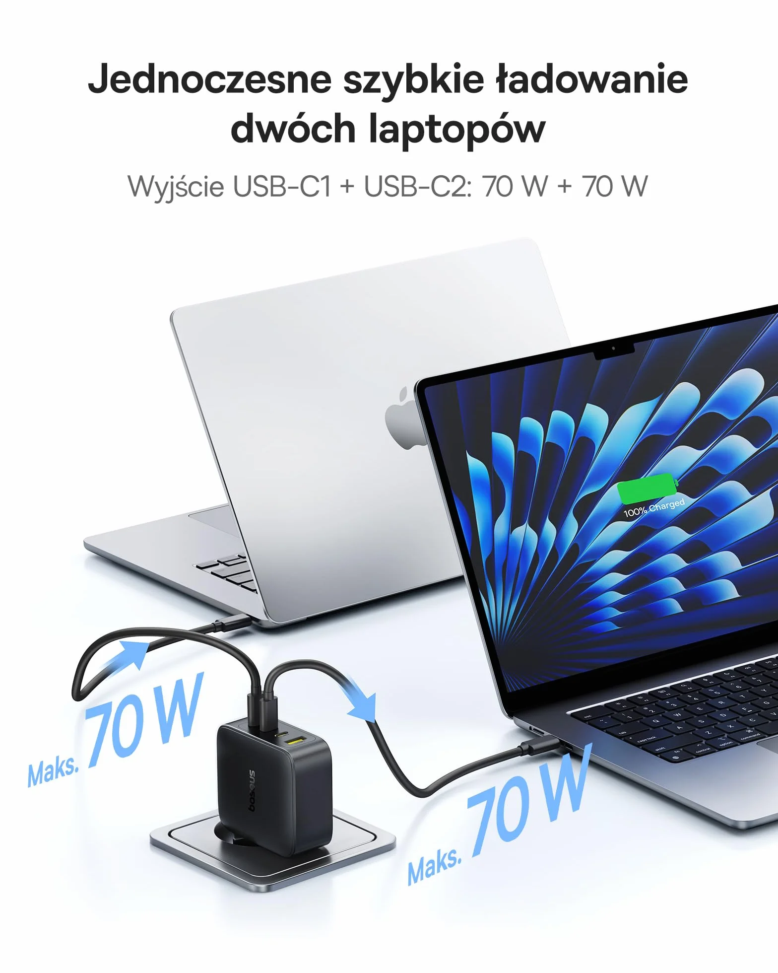 Baseus Enerfill Ładowarka USB C 140W, 4-Portowy Zasilacz USB C, Ładowarka PD Z PPS, GaN Szybka Ładowarka Kompatybilna Z MacBook Pro/Air, IPad, Laptopem, iPhone 17/16/15/14/13/12, Galaxy S25