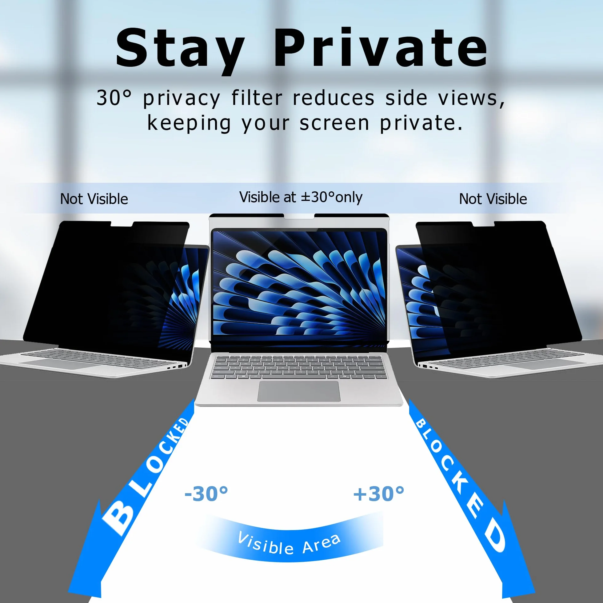 Adeway Prywatny Ekran do Macbook Pro 13 Cali (2016-2022, M1, M2) / Macbook Air 13 cali (2018-2021, M1), Anti-spy, Redukcja Niebieskiego Światła & Anti-Glare, Idealny do Biura i Podróży