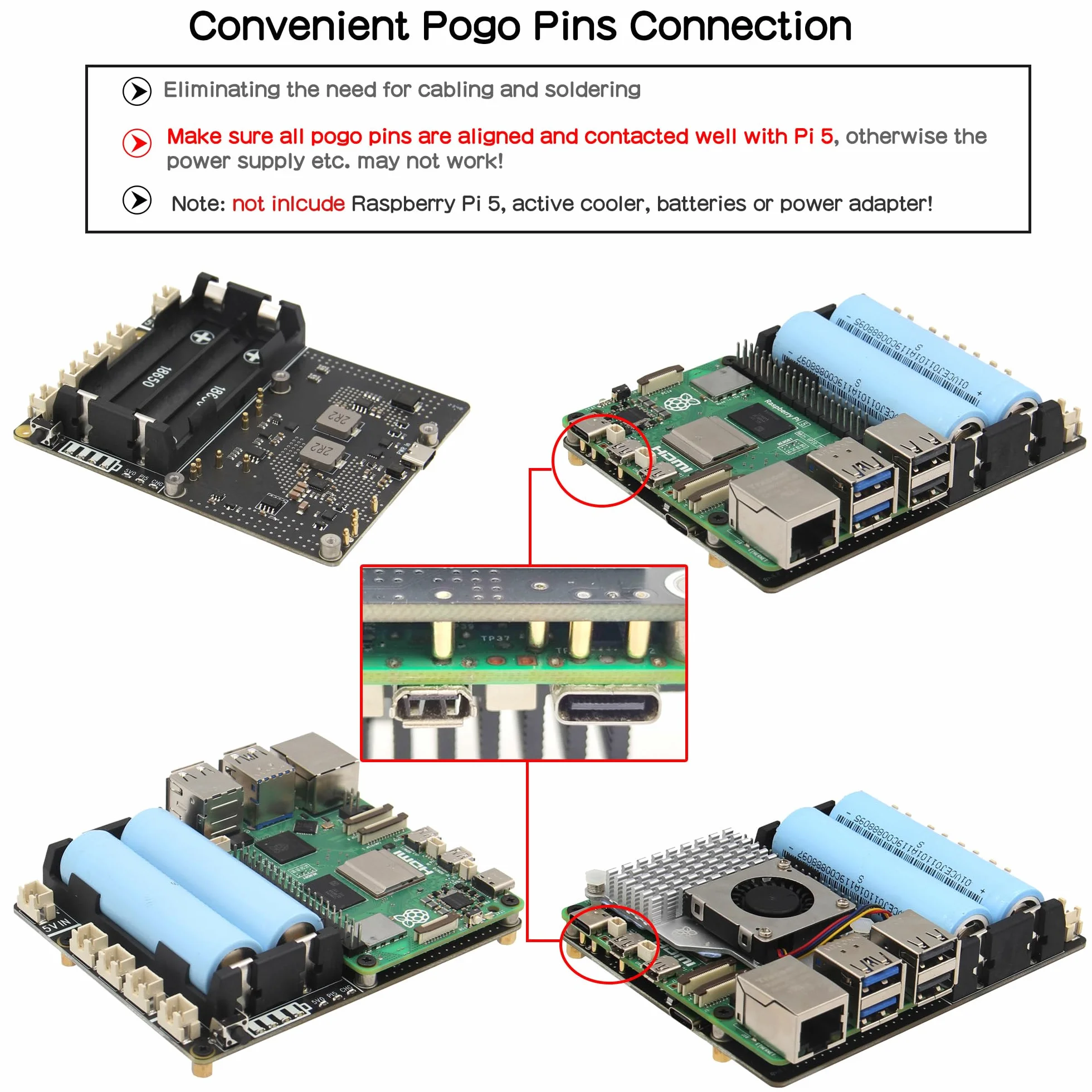 Geekworm X1201 Ultra-thin 18650 UPS Shield for Raspberry Pi 5, with Max 5.1V 5A Output & Auto Power On & Safe Shutdown & Power Loss Detection Function