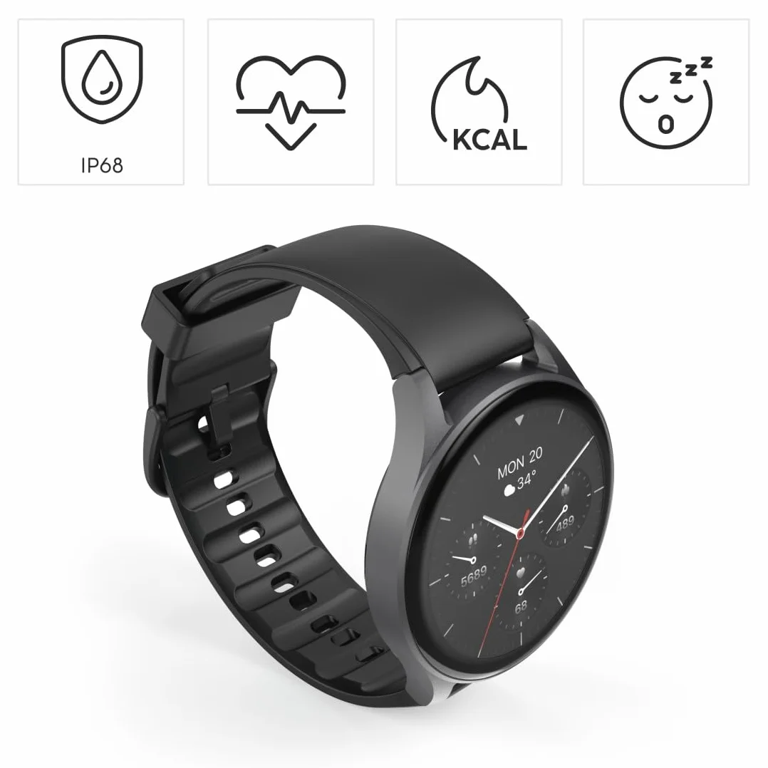Hama Smartwatch 8900 GPS AMOLED 1.43 czarny wodoodporny smart zegarek fitness