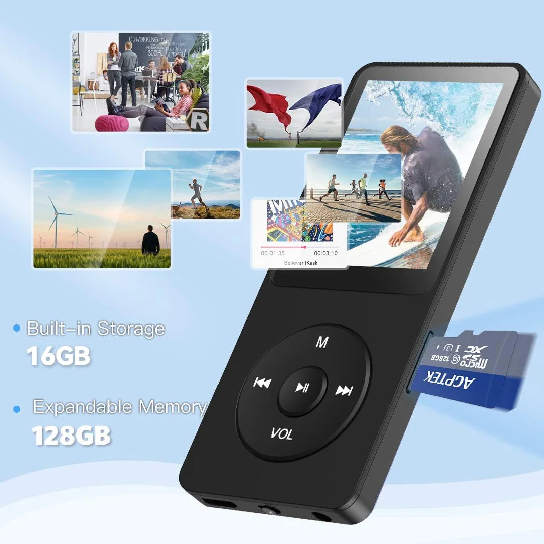 AGPTEK A02 Odtwarzacz MP3 1,8 Cala, Czarny
