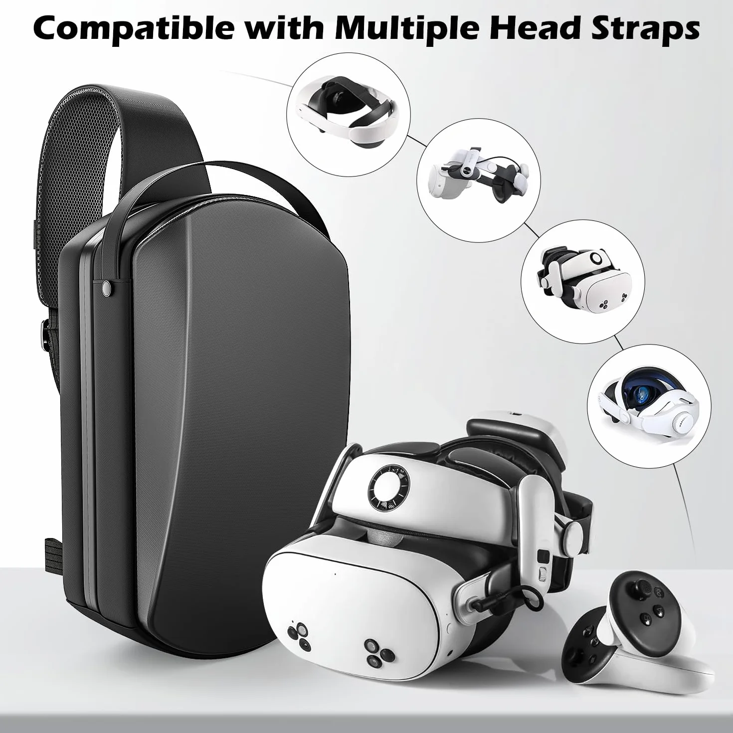 Torba do przenoszenia kompatybilna z Meta Quest 3S/Quest 3/Quest 2/Vision Pro/Pico 4, Hard Travel Case, kompatybilna z Kiwi Design, czarny, VRBag