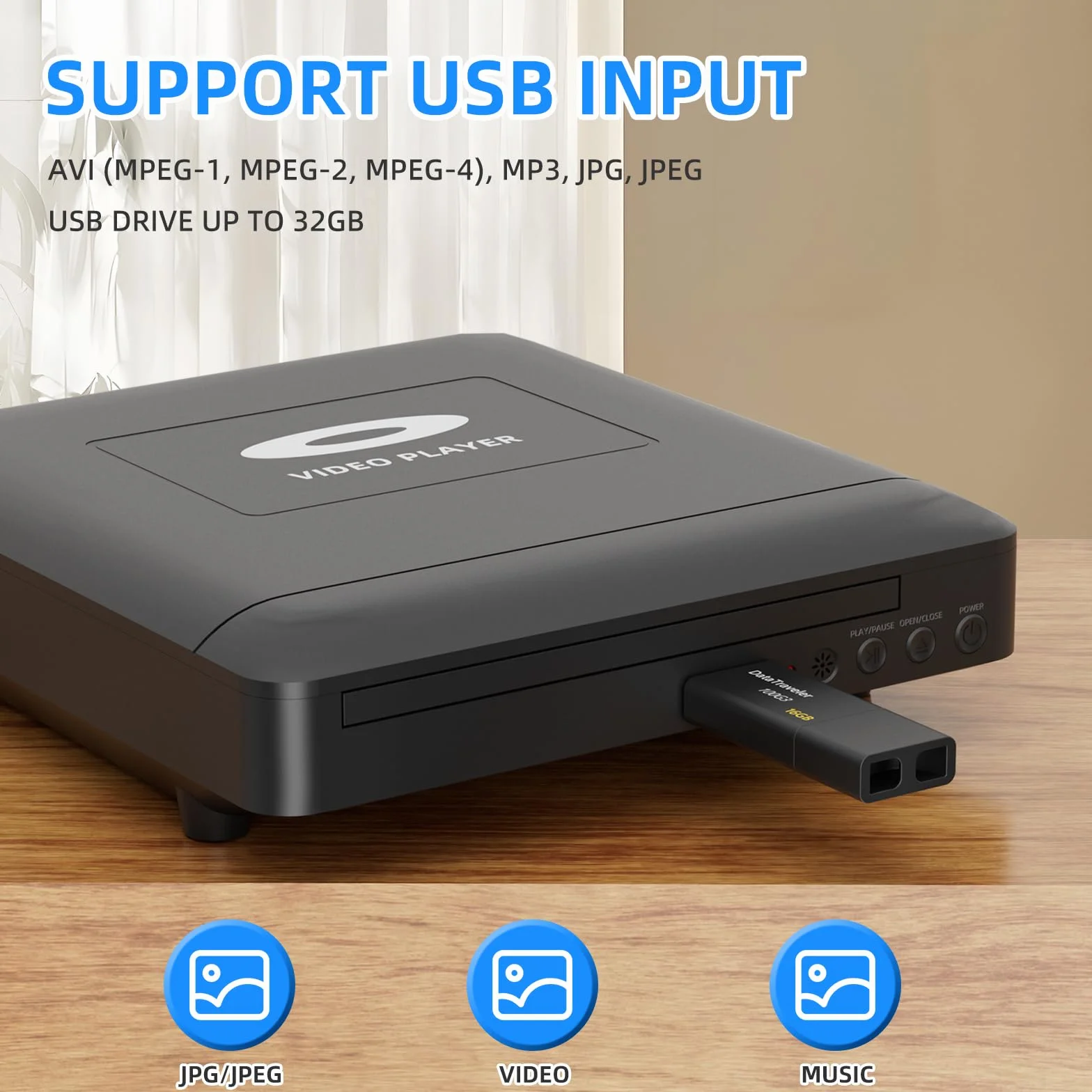 Odtwarzacz DVD Mini HD z HDMI do telewizora, wiele regionów, 1080P, pamięć Breakpoint, wbudowany PAL/NTSC, odtwarzacz CD do domu - kabel wyjściowy HDMI/RCA w zestawie