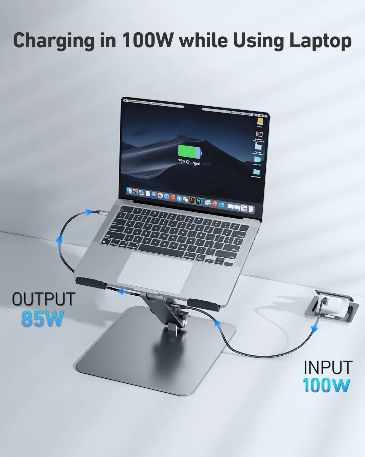 BENFEI Stojak na laptopa ze stacją dokującą USB C 7 w 1 HDMI 4K 60 Hz 100 W Power Delivery 10 Gbps USB-C USB-A 3.2