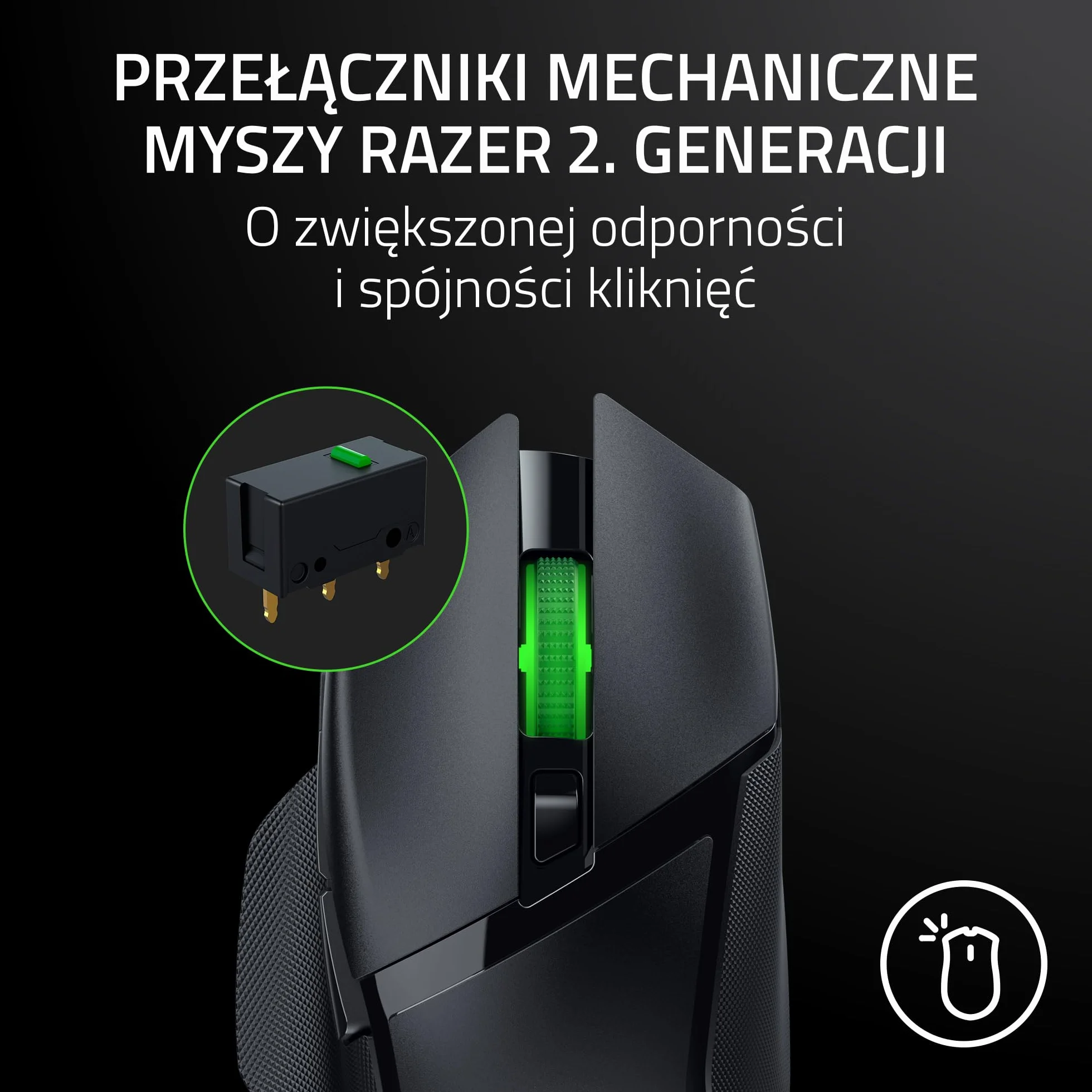Razer Basilisk V3 X HyperSpeed Bezprzewodowa Mysz Do Gier, Ergonomiczny Kształt, 9 Konfigurowalnych Elementów Sterujących, Czujnik Optyczny 5G 18K, Czarny