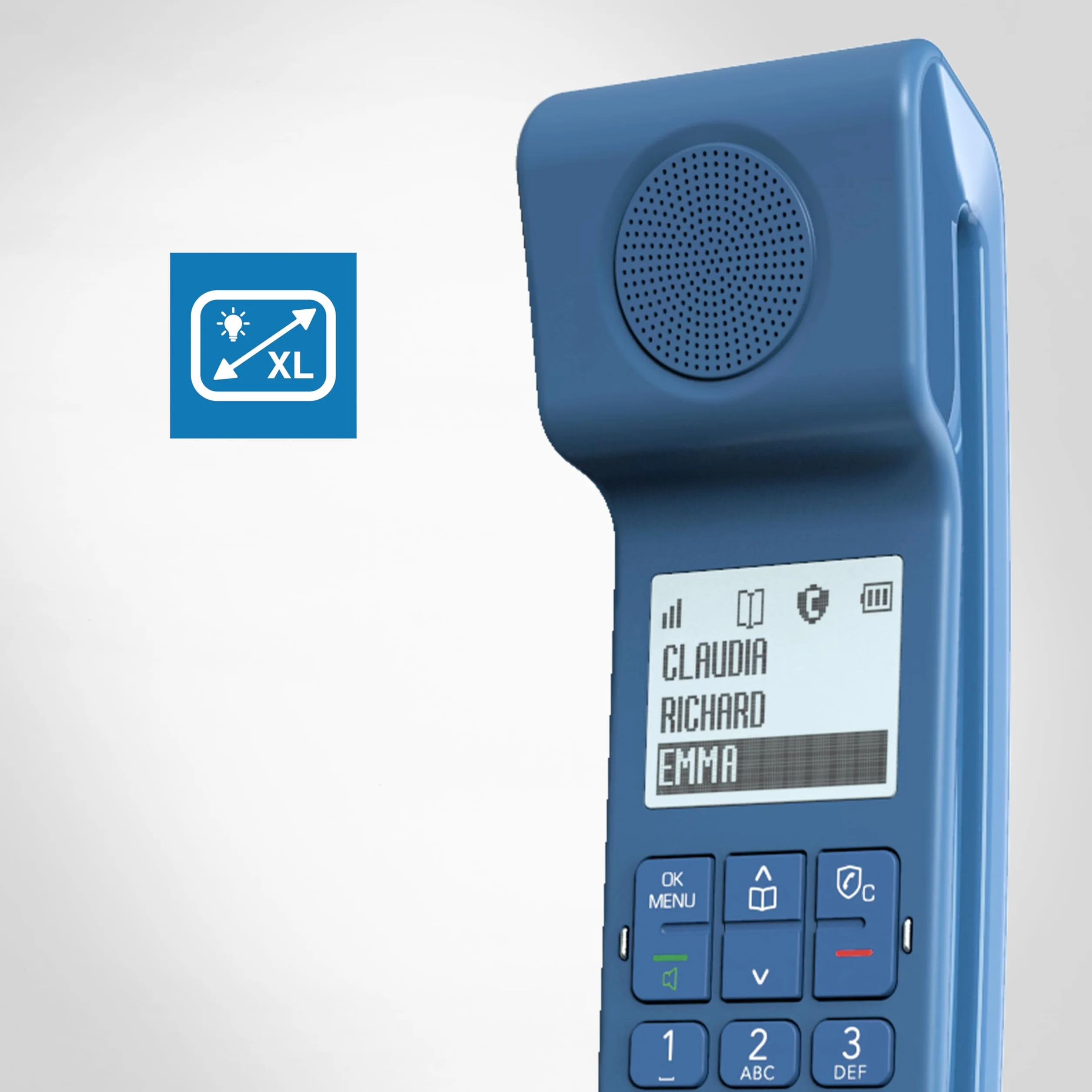 Alcatel ePure Iconic Blue - telefon bezprzewodowy DECT design, łatwy w użyciu, blokada niechcianych połączeń, zestaw głośnomówiący