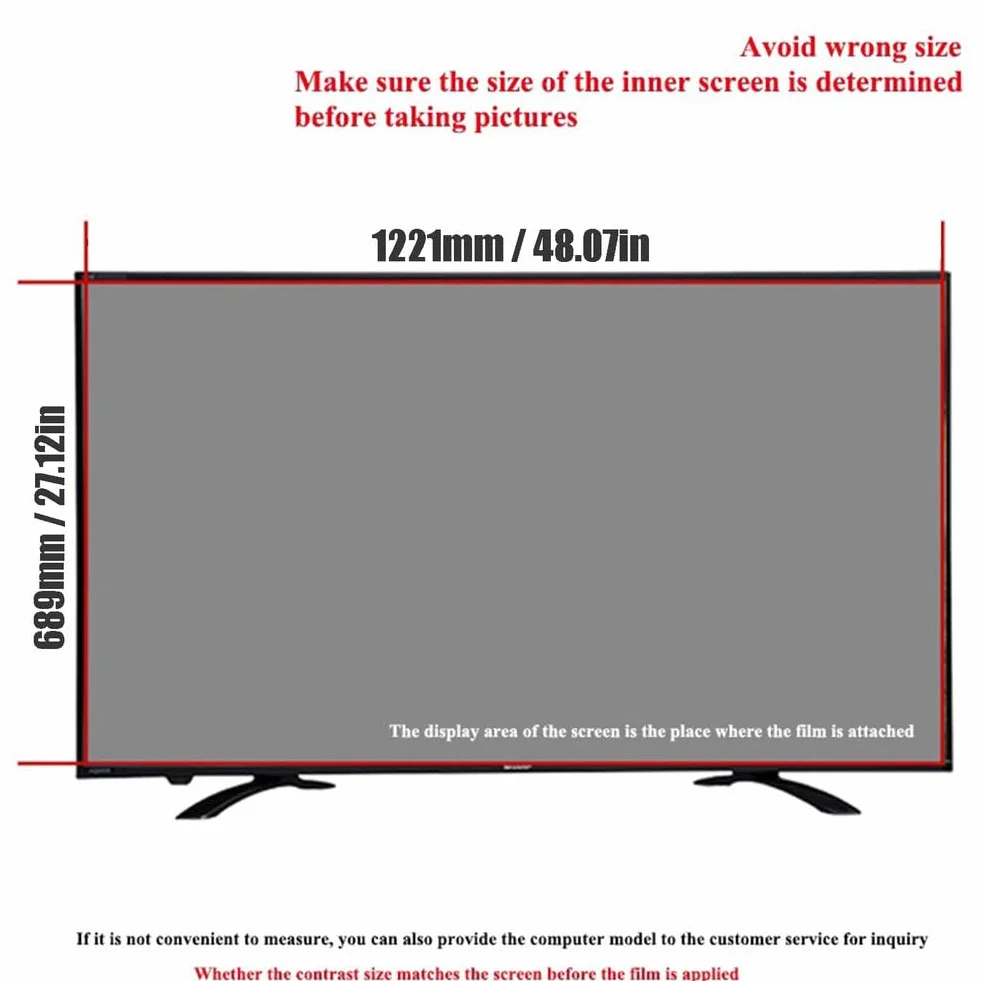 Matowa Folia Antyodblaskowa Na Ekran TV 55 Cali, Redukuje Zmęczenie Oczu, Filtruje Niebieskie Światło, Chroni Przed Zarysowaniami I Odblaskami - 55cali1221x689mm