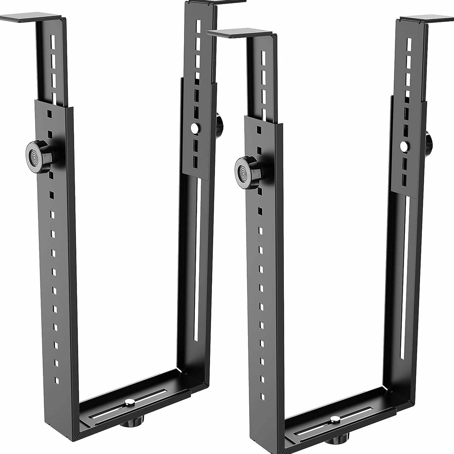RICOO Uchwyt na PC pod biurko TRH02-B, regulowany uchwyt na komputer do montażu pionowego lub poziomego, uchwyt na obudowę komputera do 35 kg, czarny