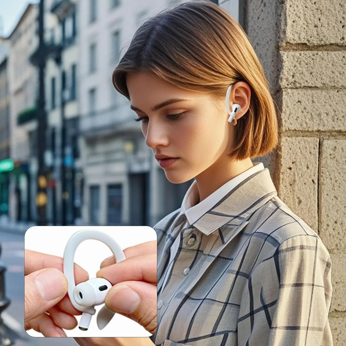 1 para zaczepów na ucho do słuchawek Bluetooth, do słuchawek Airpods, Apple, akcesoria sportowe, ochrona przed zgubieniem, silikonowe zaczepy na ucho