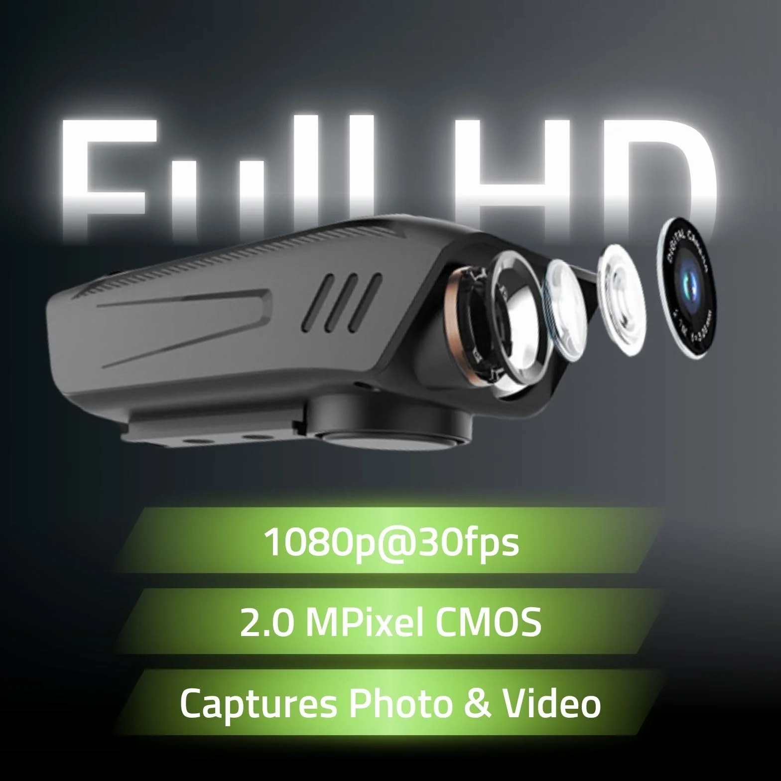 Nedis Kamera rowerowa 1080p 30fps 2 MPixel 600 min 70° czarny
