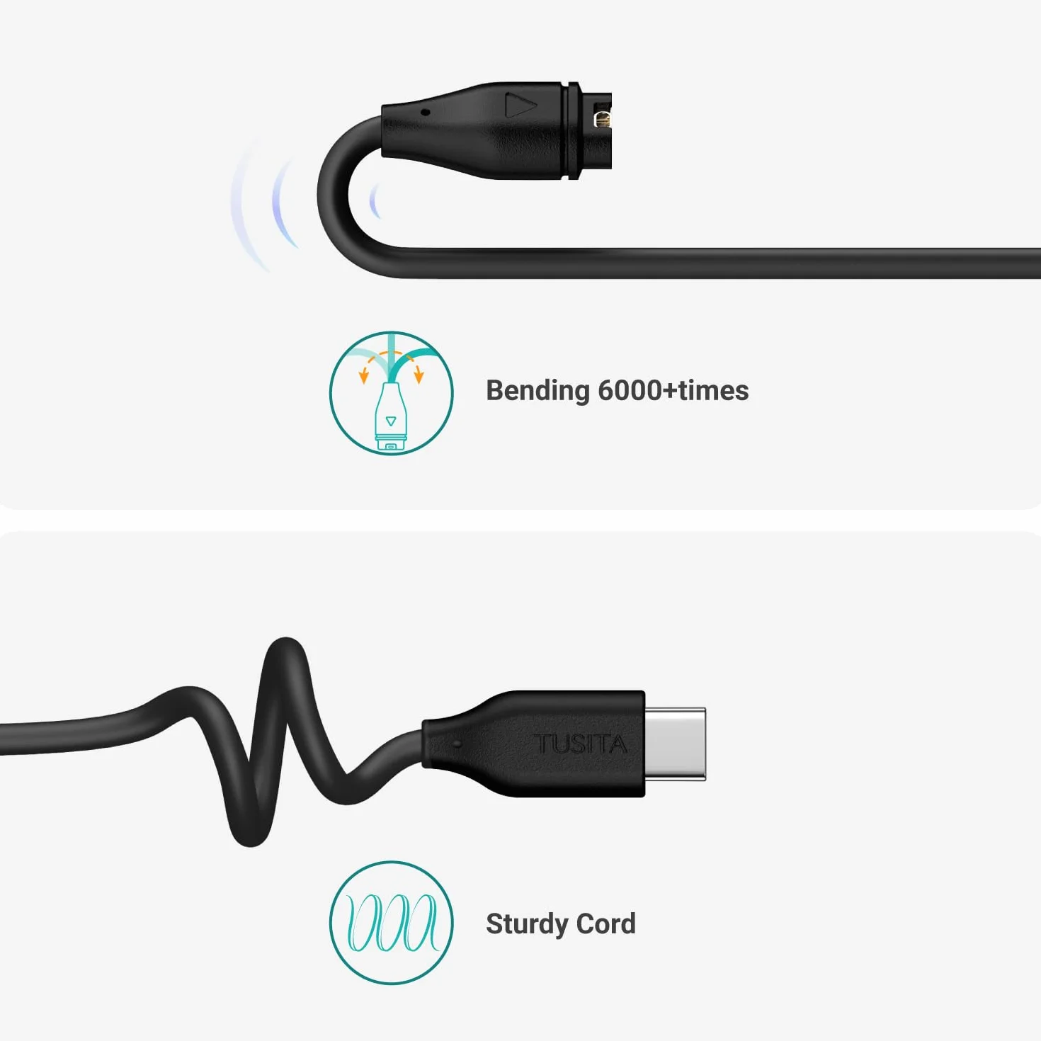 TUSITA USB-C Plug Kabel Lądowania/Danych Kompatybilny z Garmin Zegarkiem - 1M