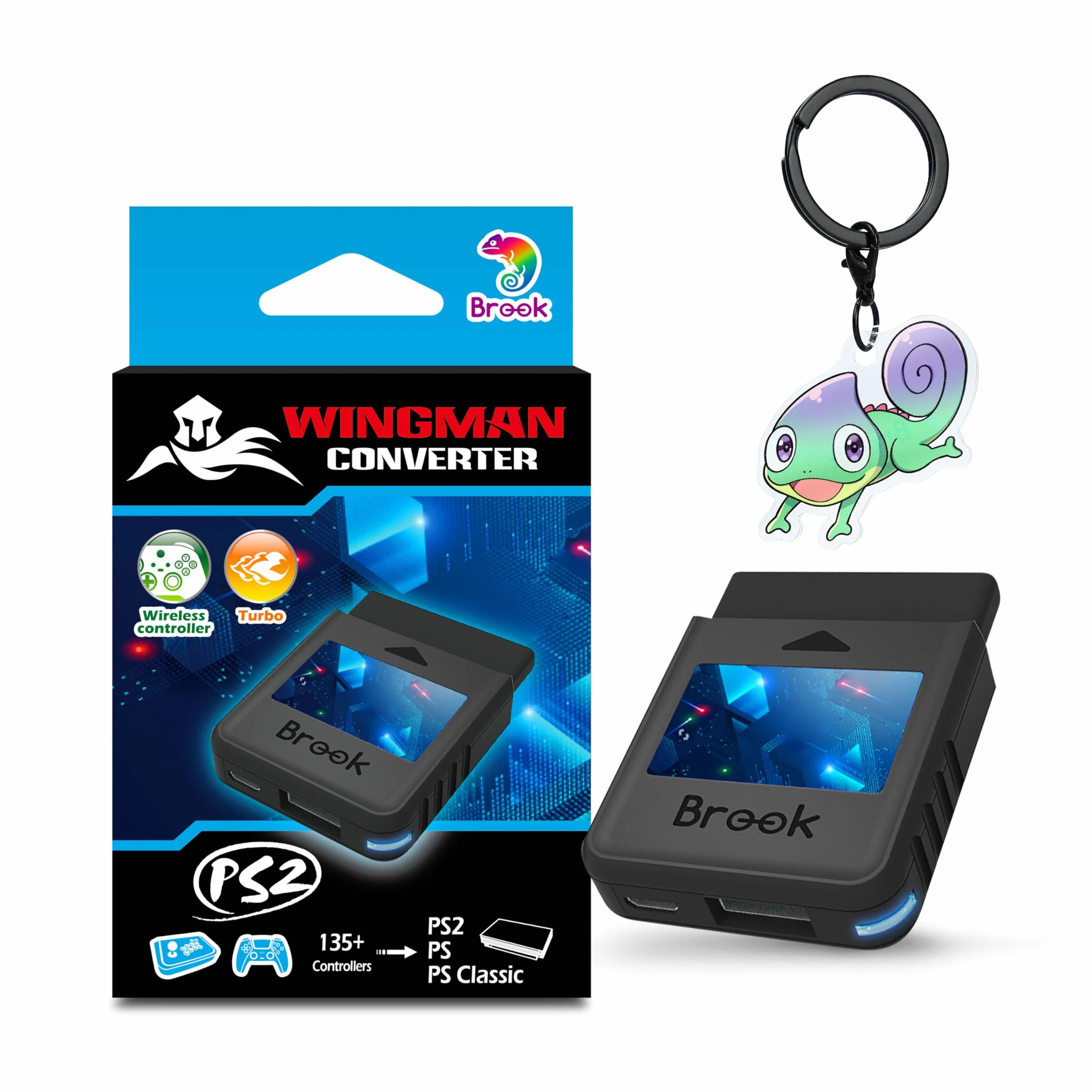 Brook Wingman PS2 Converter – Bezprzewodowy adapter dla PS4/PS3 do PS2/PS1/Classic z brelokiem [Wersja Ekskluzywna]