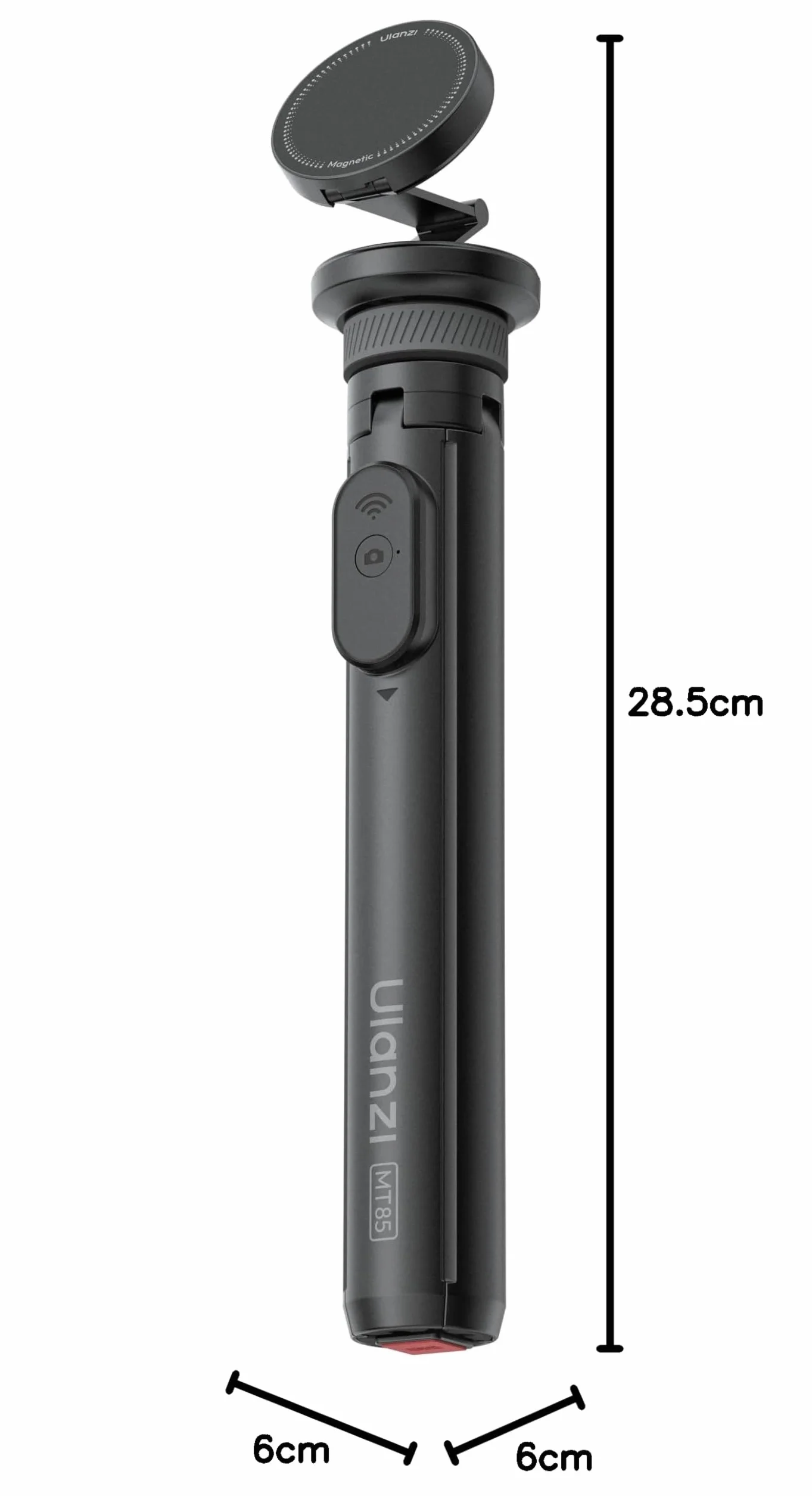 ULANZI MT85 59" Statyw magnetyczny, rozkładany, czteronożny, kijek do selfie Bluetooth 150 cm, automatycznie otwierany/zamykany, magnes 25N, kompatybilny z iPhone'em 17 16 15 14 13 12 Magsafe Samsung