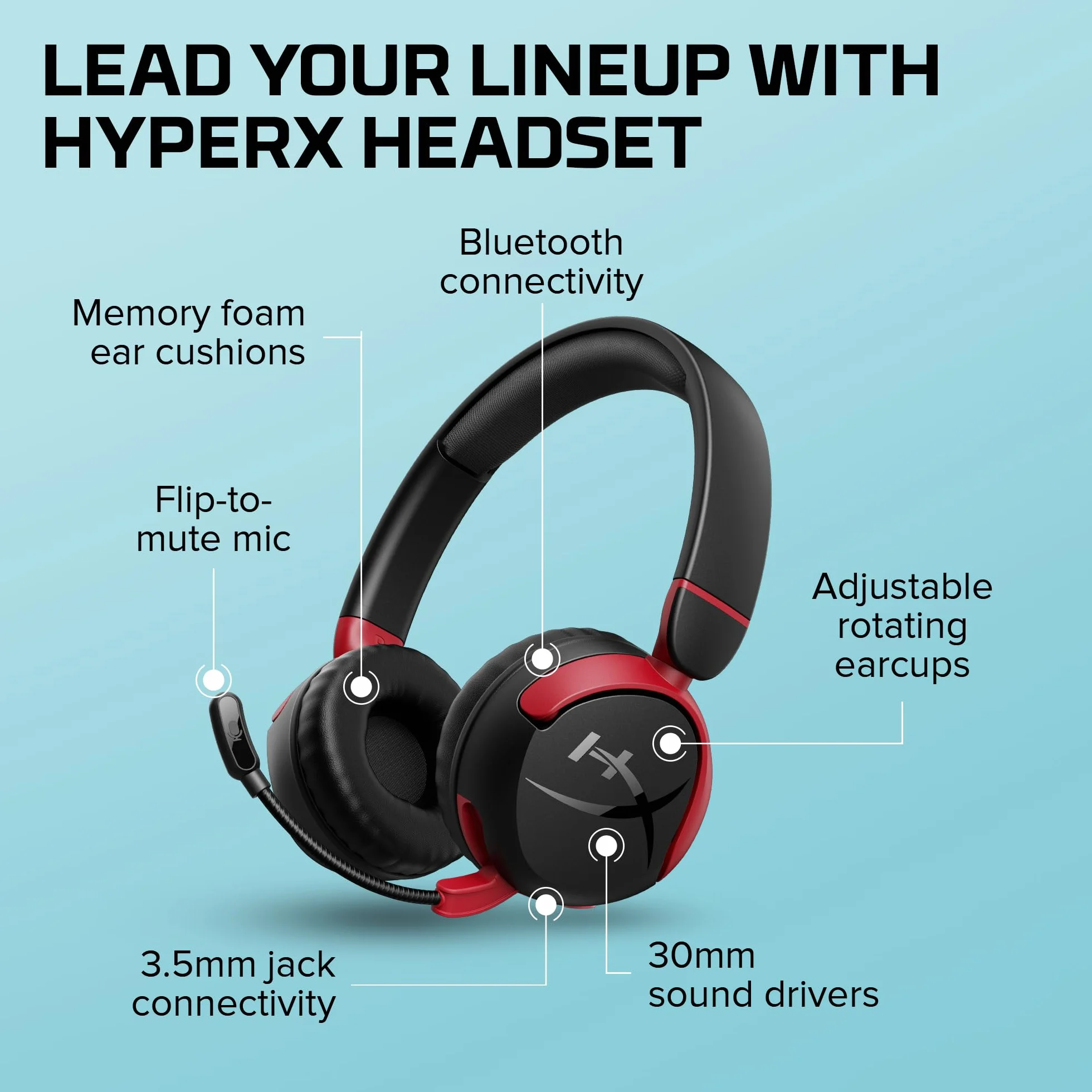 HyperX Cloud Mini Wireless - Bezprzewodowy zestaw słuchawkowy do gier dla dzieci, ograniczenie głośności 85dB, dla PC/Switch/PS/Chromebook/Xbox/Mobile, czarny