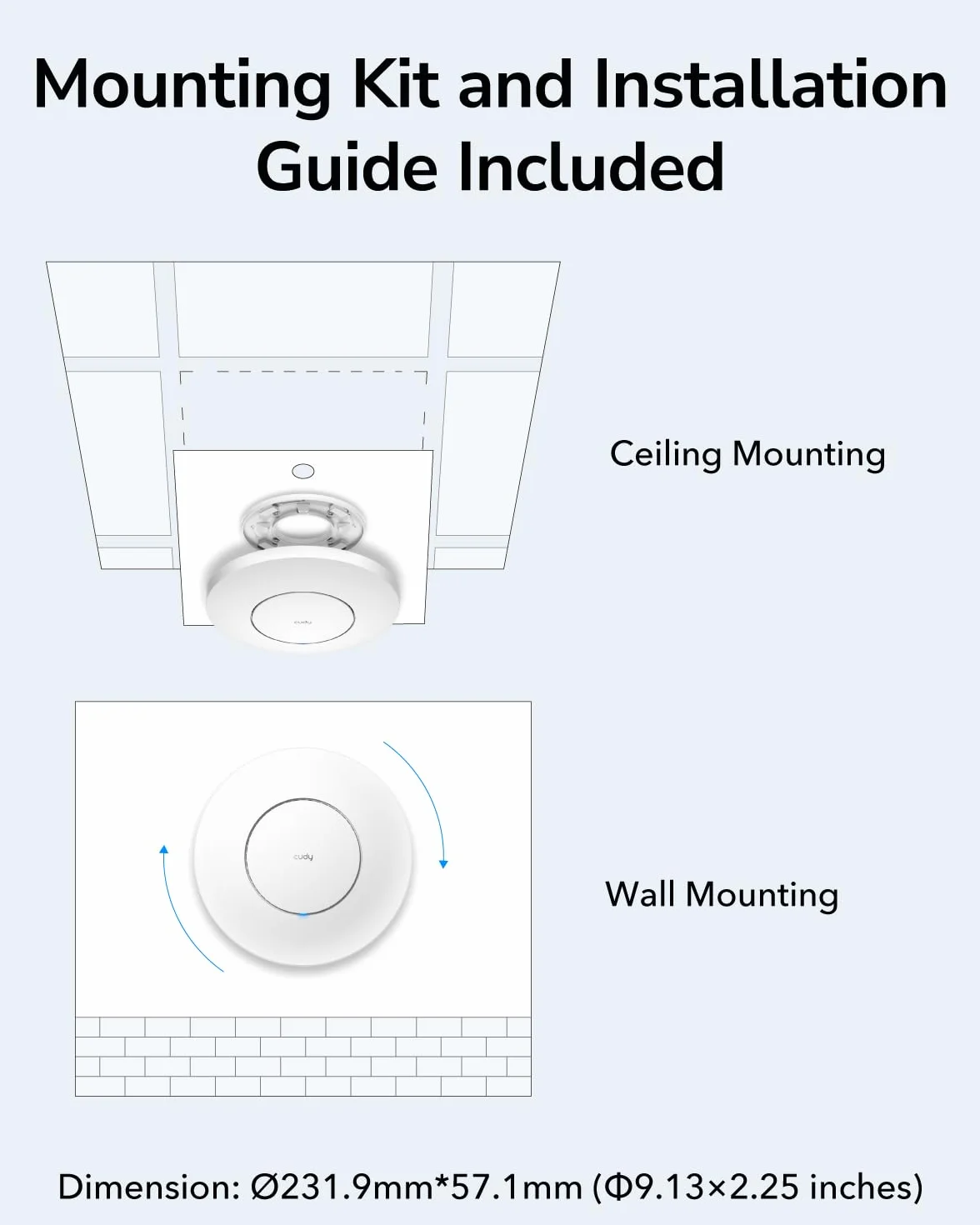Cudy AX3000 AP3000 Bezprzewodowy Access Point, 2,5 G, WiFi 6, RJ45 2,5 Gb/s, do firm, Wi-Fi, obsługa siatki, bezproblemowe roaming i MU-MIMO, zasilanie PoE lub DC, zasilacz 12 V DC w zestawie