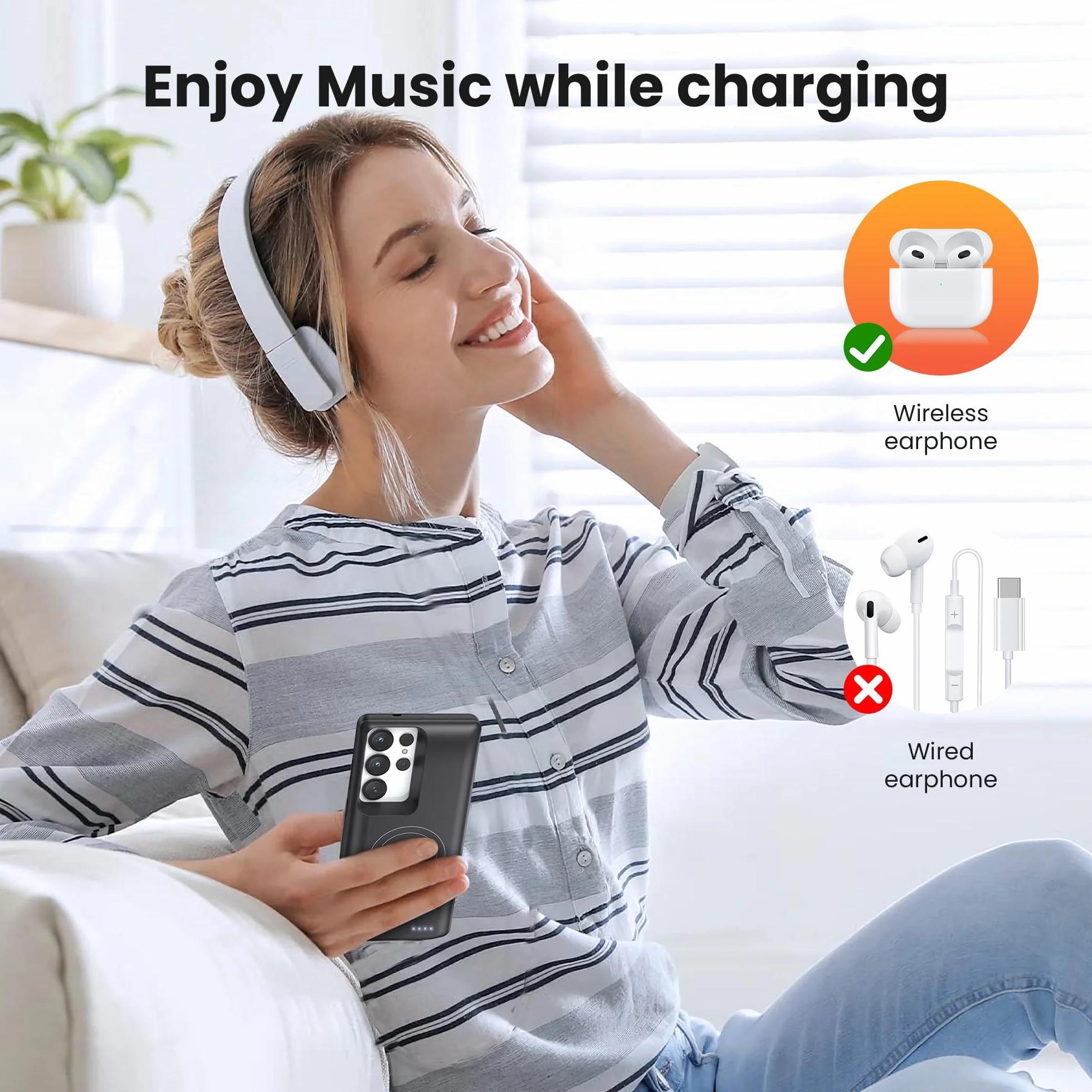 Etui na baterie do Samsung S23 Ultra/S22 Ultra, prawdziwe etui na baterie 10000 mAh - Inteligentne bezprzewodowe etui do ładowania, przenośne obudowy zasilania, zewnętrzna bateria do ładowania Power