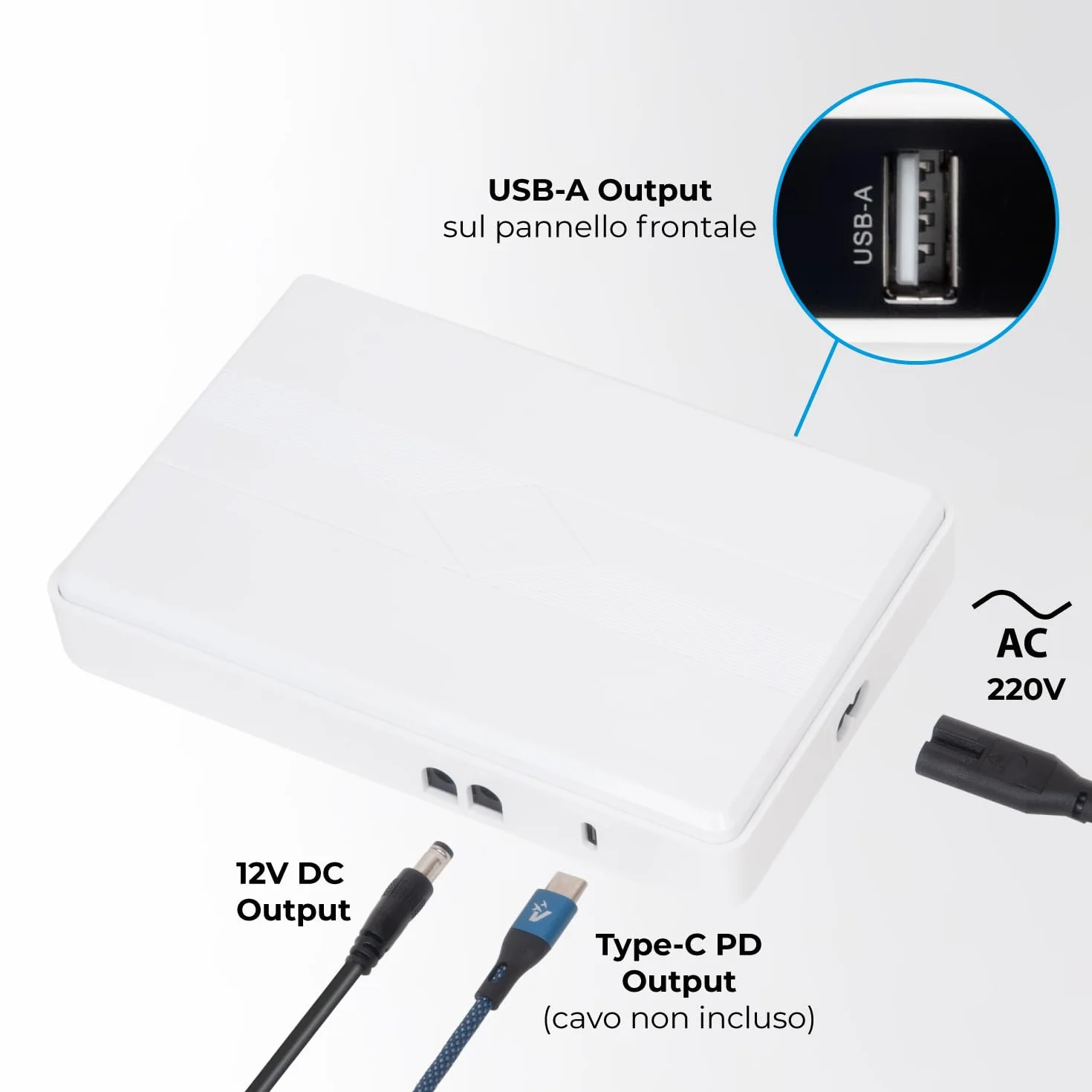 VulTech UPS60PWTC-DC Mini UPS 4350 mAh 60 W przenośny zasilacz awaryjny do routera modemu Power Bank Smartphone biały