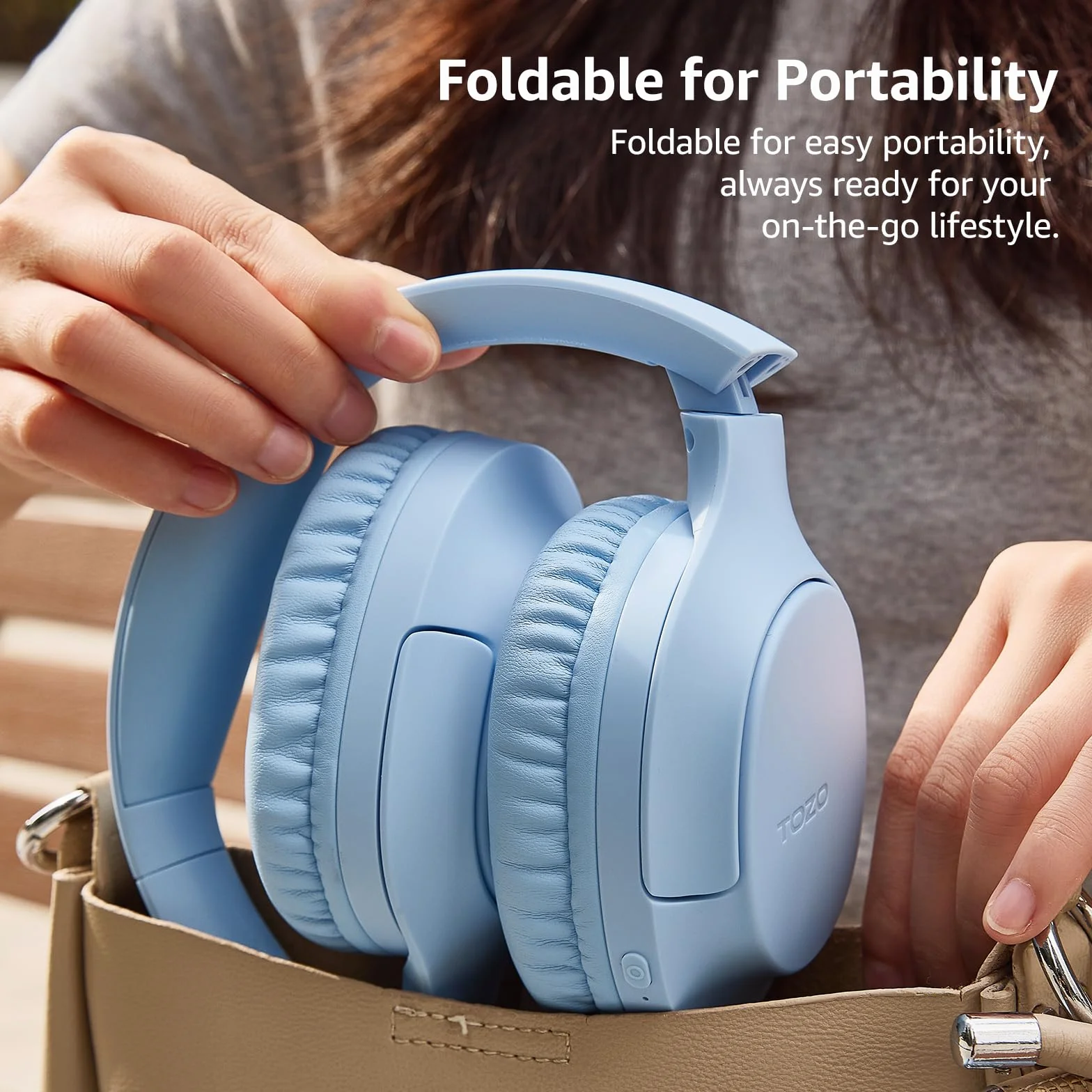 TOZO HA1 Słuchawki Bluetooth 5.4 ENC redukcja szumów bezprzewodowy składany 70H bas stereo Błękitny