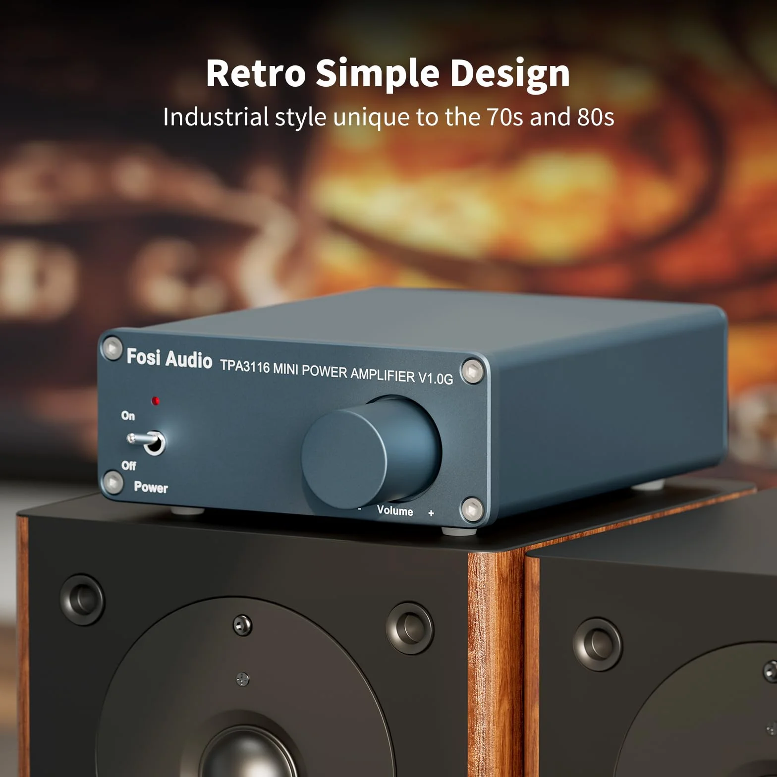 Fosi Audio V1.0G 2-kanałowy wzmacniacz audio stereo mini klasy Hi-Fi zintegrowany TPA3116 Amp do głośników domowych 50 W x 2, z zasilaczem 19 V 4,74 A